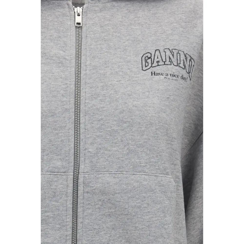 Sweat-shirt en coton gris Ganni