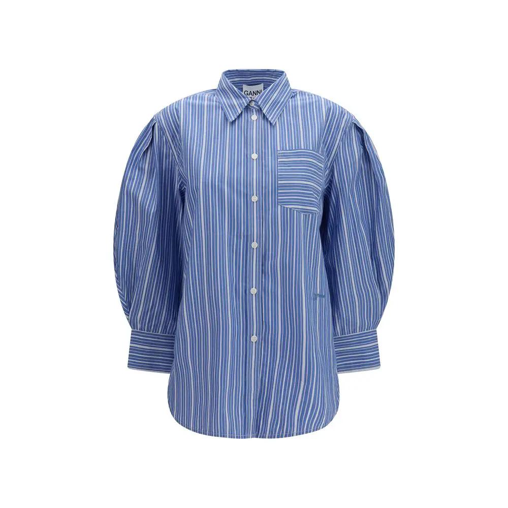 Chemise Ganni en coton bleu à motifs