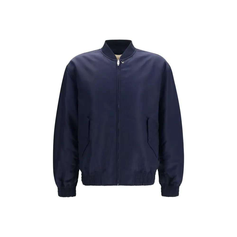 Valentino Blue Polyamide Bomber