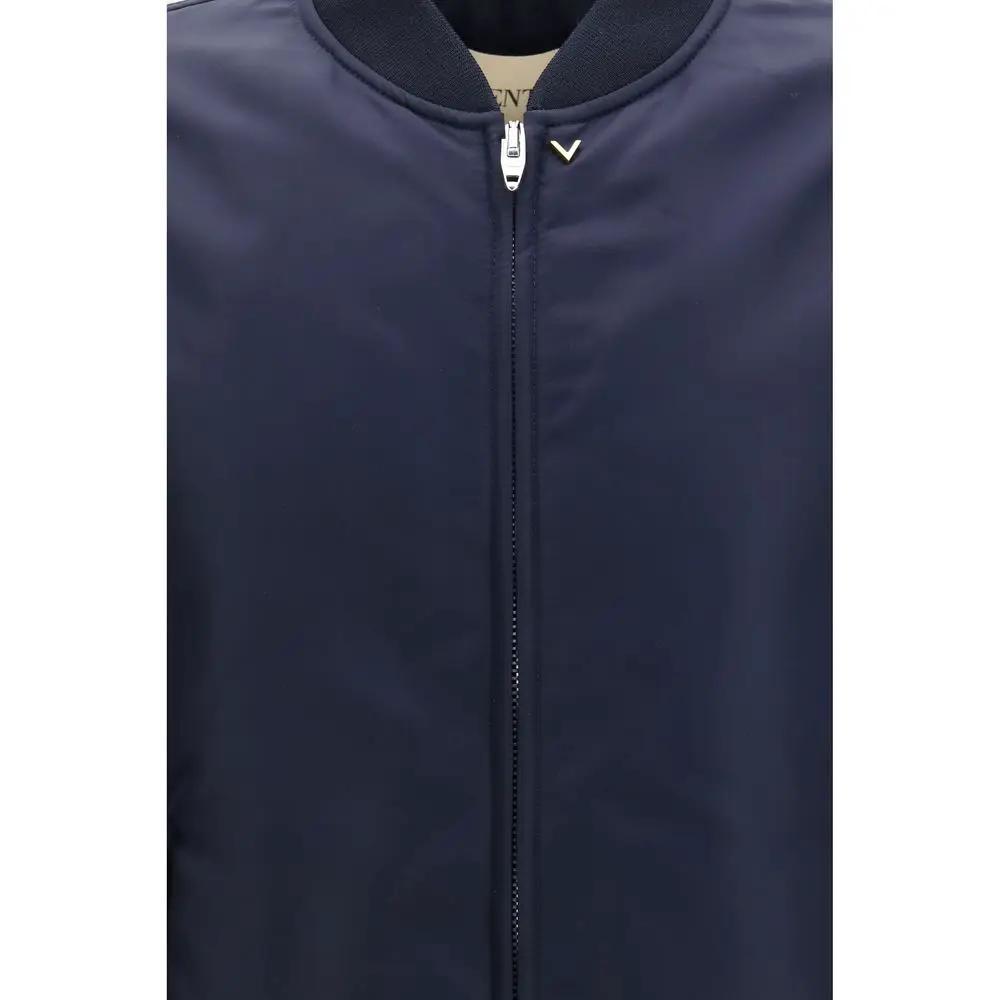 Valentino Blue Polyamide Bomber