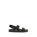 Valentino Garavani Black Calf Leather Bos Taurus Flat Sandals