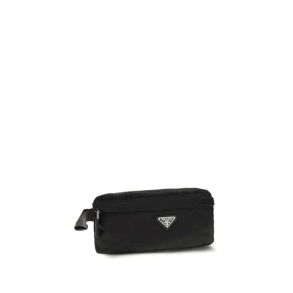 Pochette Prada en polyamide recyclé noir