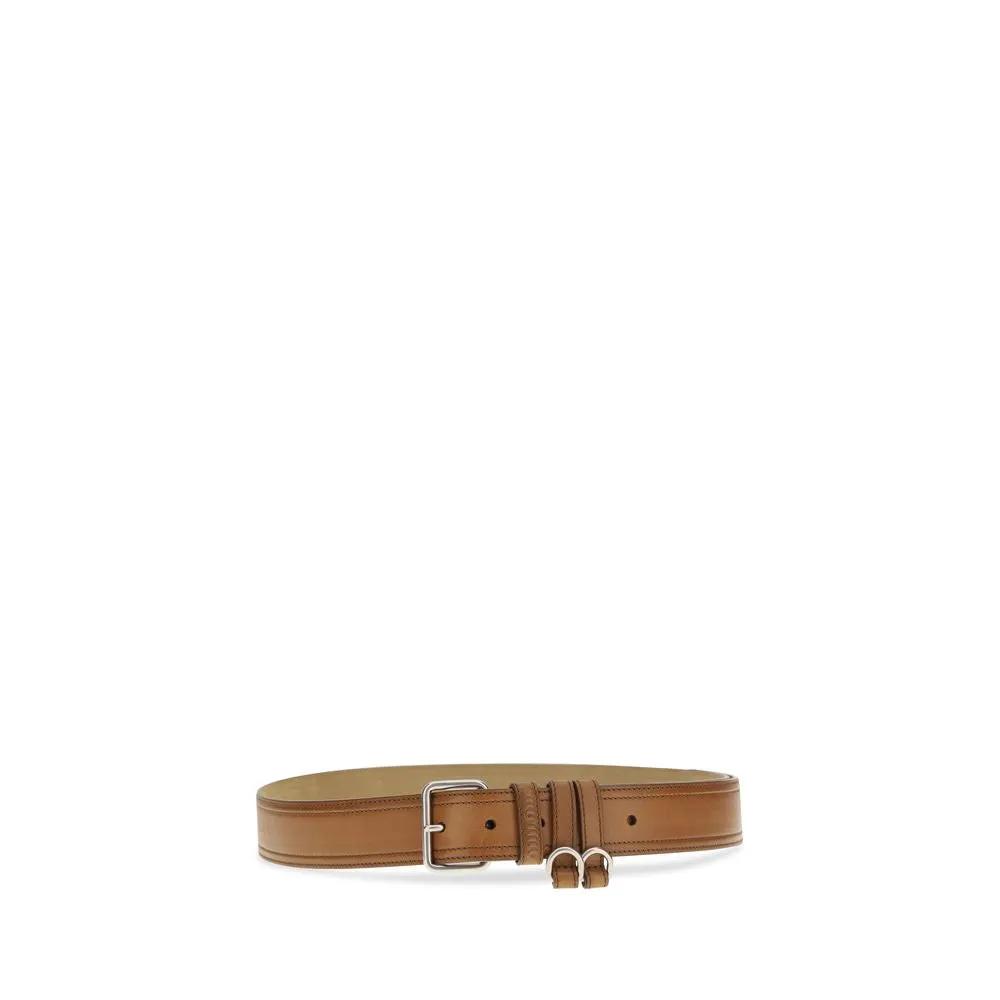 Miu Miu Ceinture classique en cuir de veau marron Bos Taurus