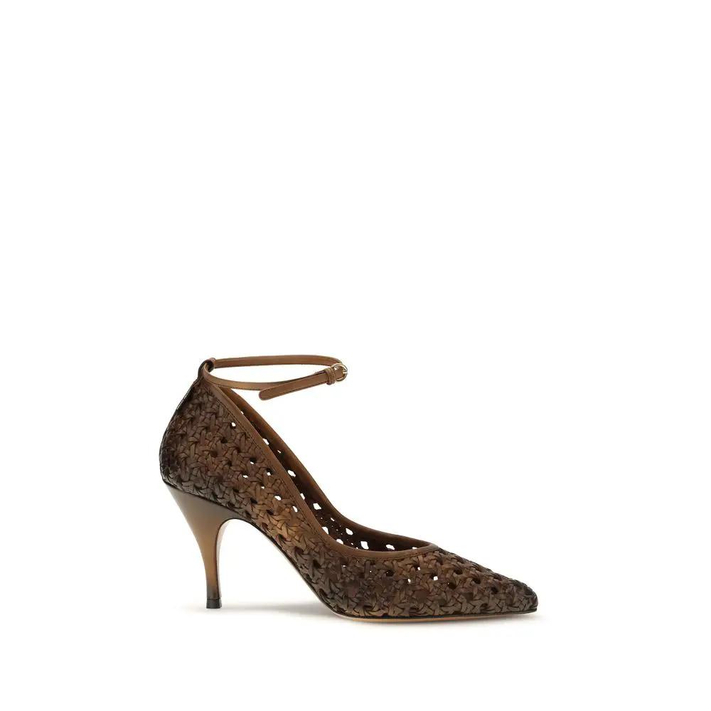 Escarpins à talons hauts Bos Taurus en cuir de veau beige Miu Miu