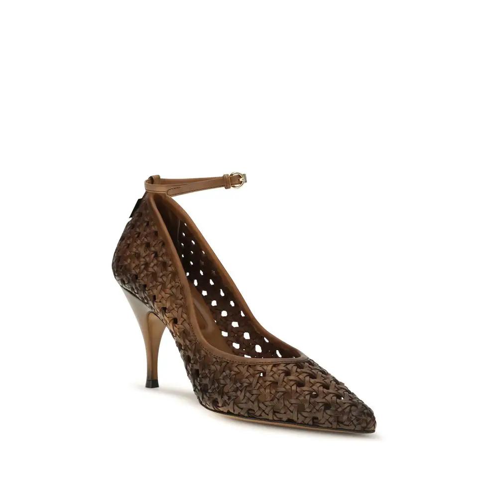 Escarpins à talons hauts Bos Taurus en cuir de veau beige Miu Miu