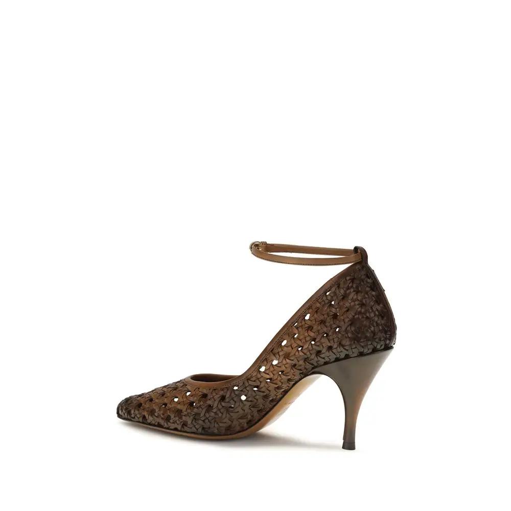 Escarpins à talons hauts Bos Taurus en cuir de veau beige Miu Miu