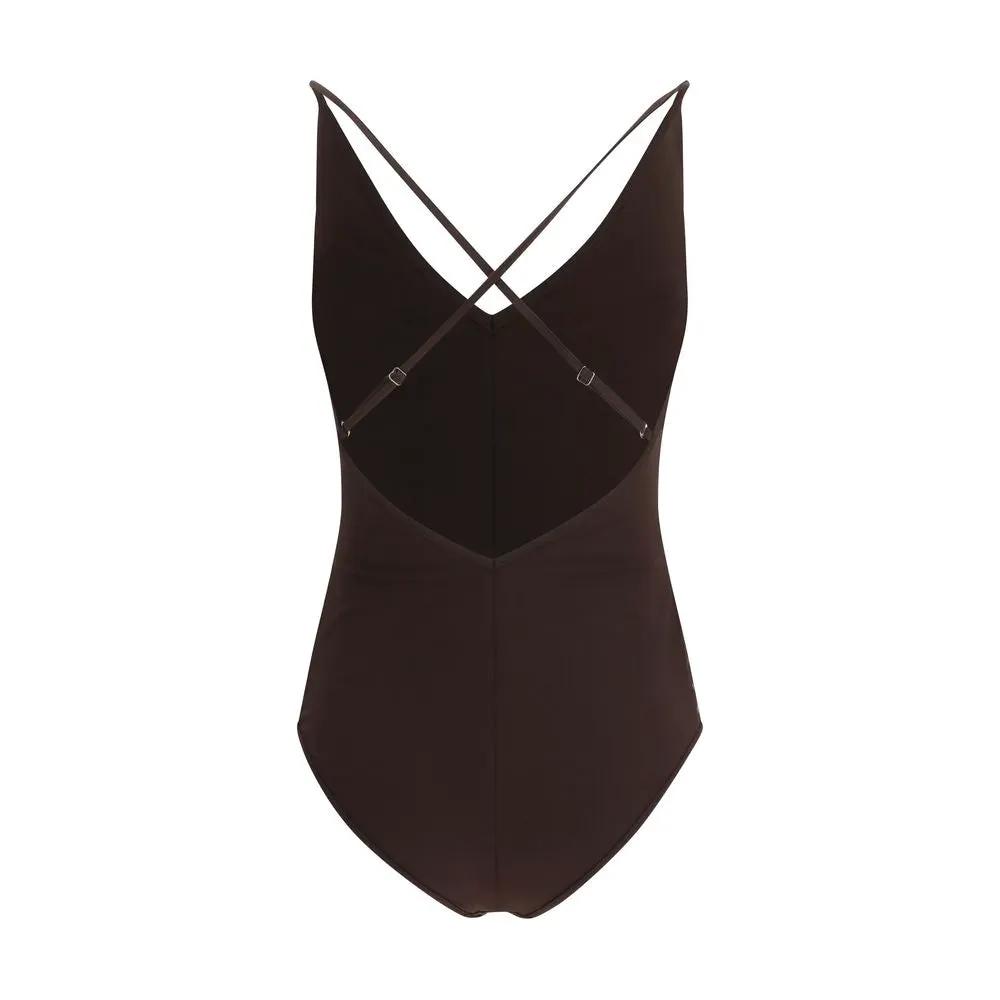 Maillot de bain une pièce en nylon marron Brunello Cucinelli