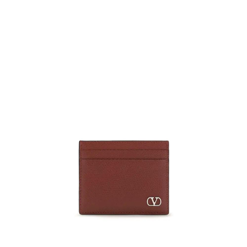 Portefeuille Valentino Garavani en cuir de veau bordeaux Bos Taurus