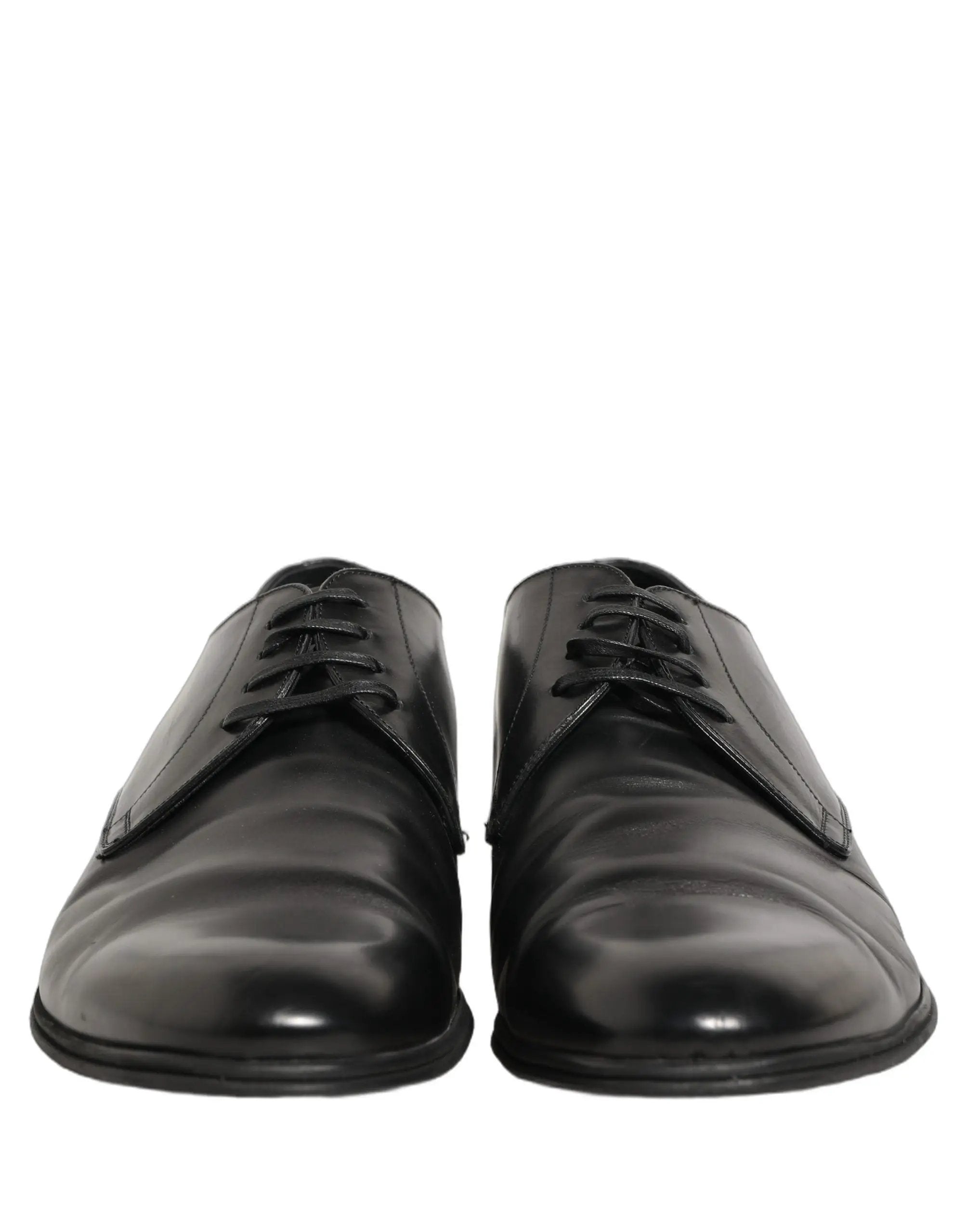 Dolce & Gabbana Black Leather Men Derby Dress Formal Shoes