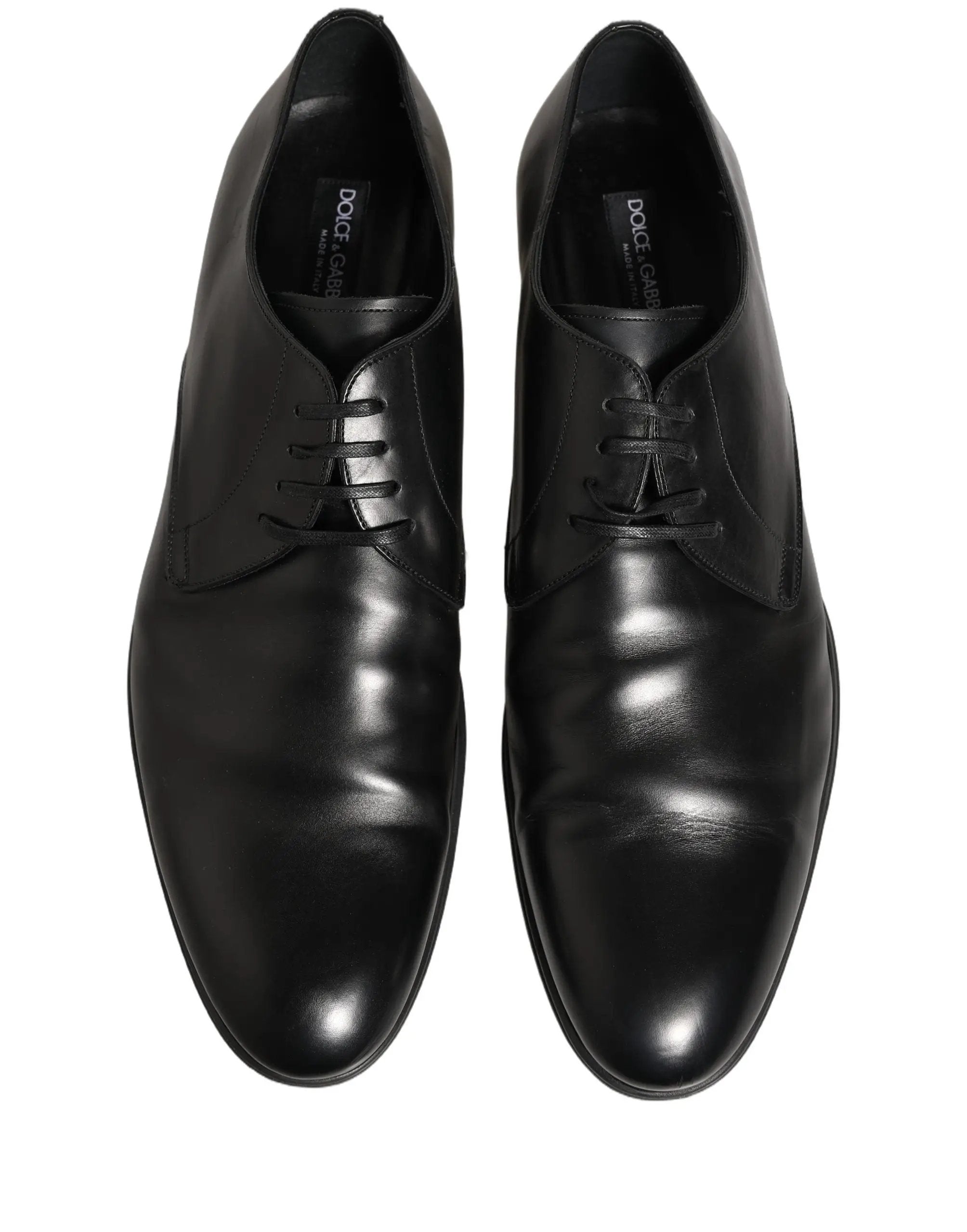 Dolce & Gabbana Black Leather Men Derby Dress Formal Shoes
