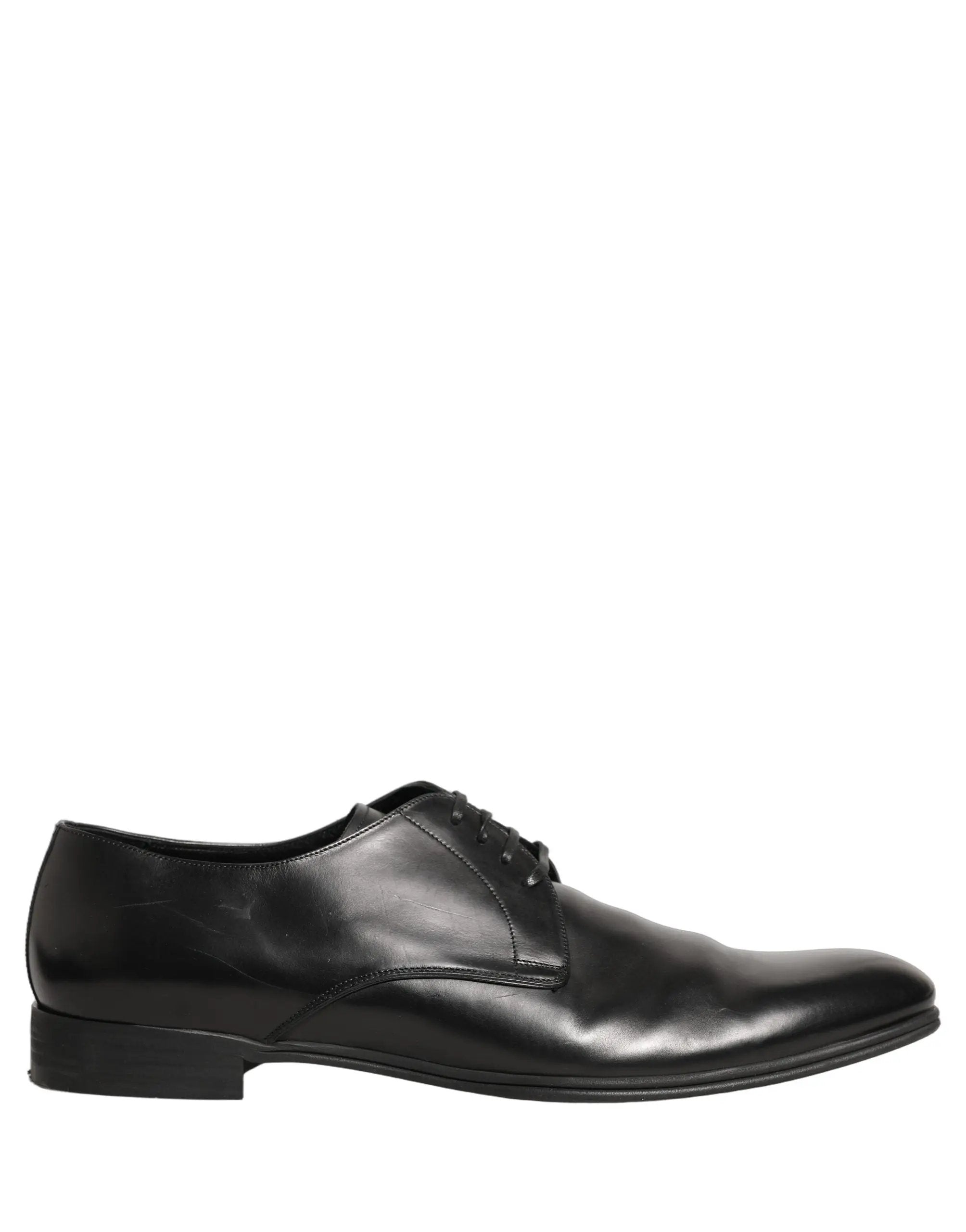 Dolce & Gabbana Black Leather Men Derby Dress Formal Shoes