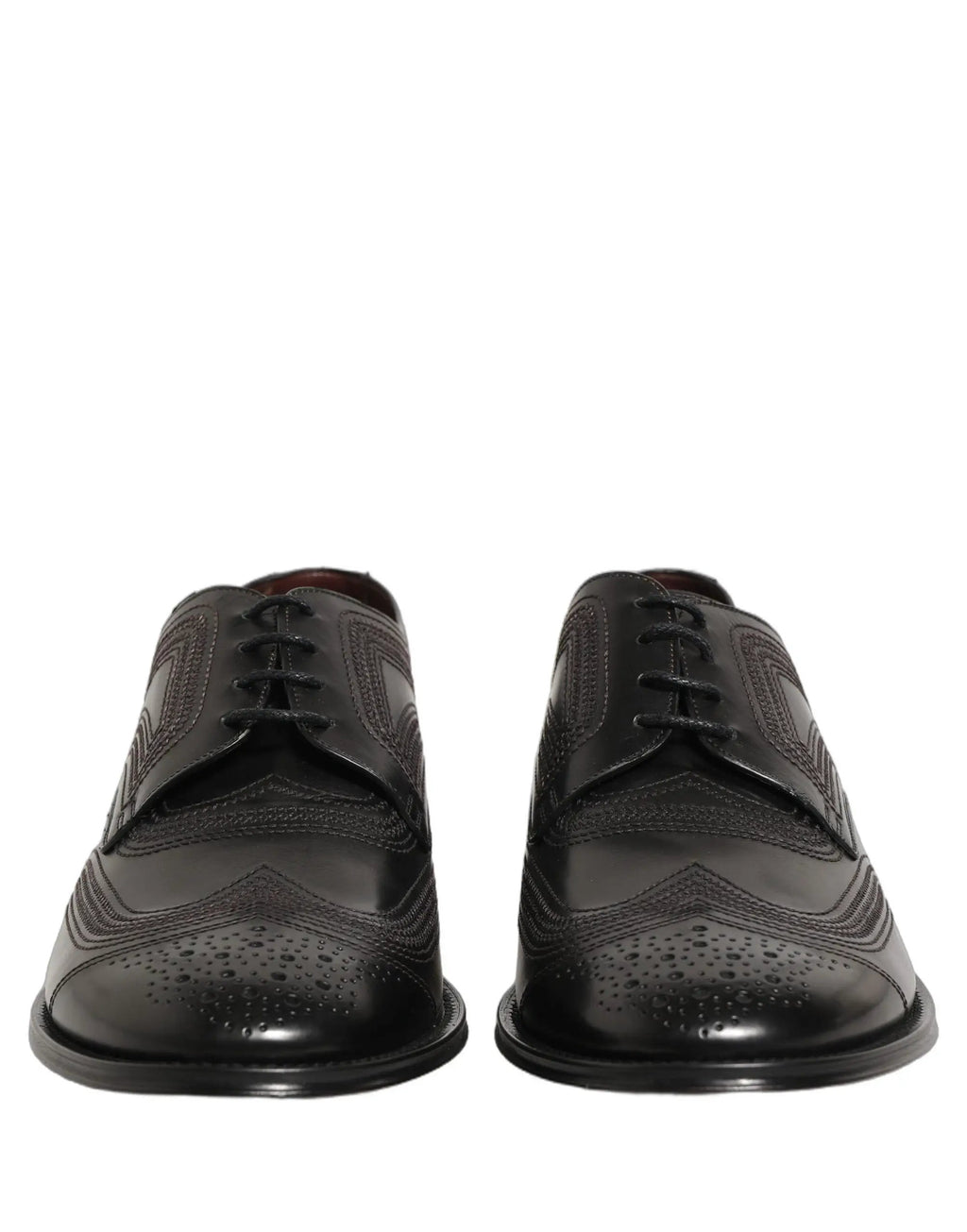 Chaussures de ville Richelieu en cuir brodé noir Dolce & Gabbana