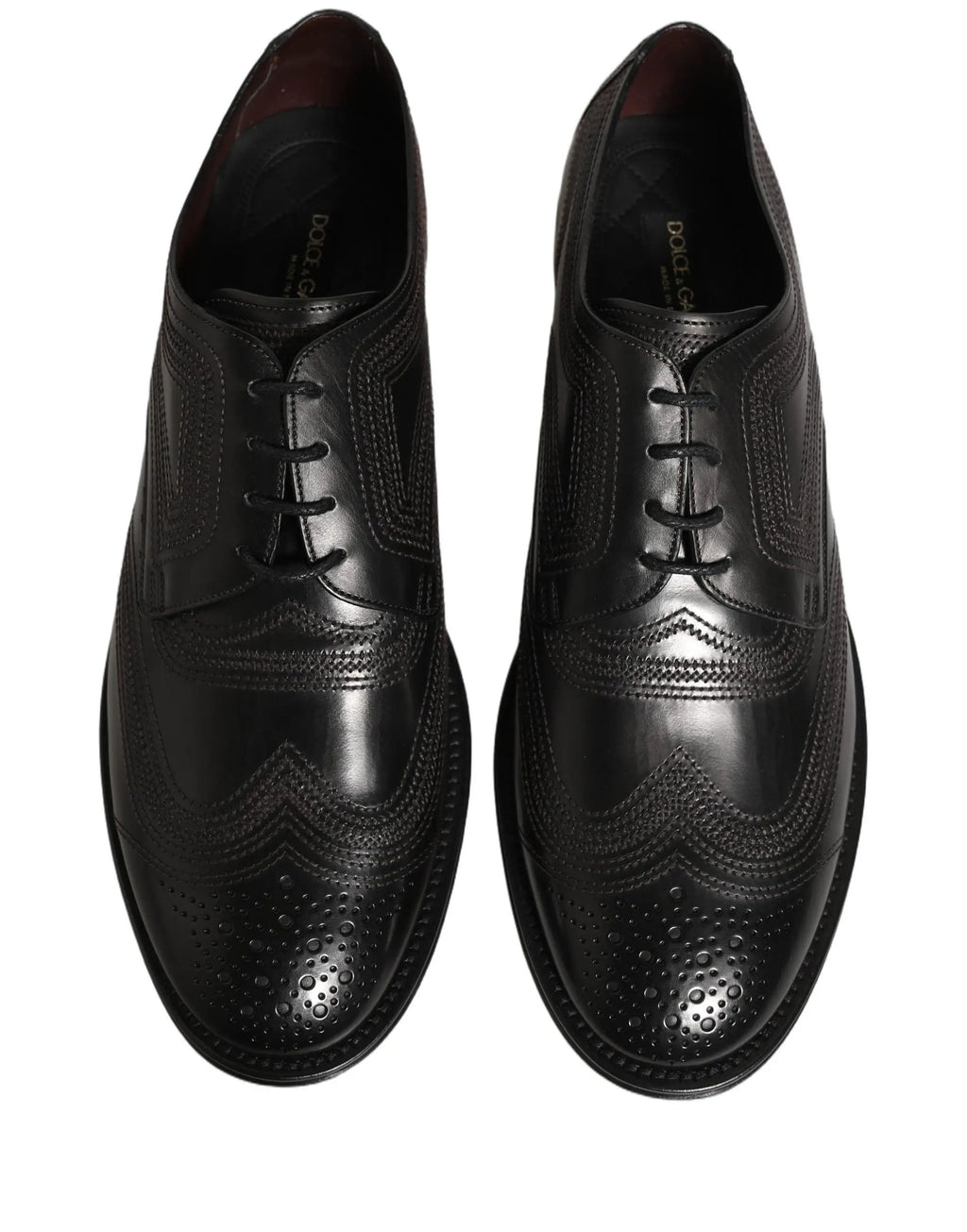 Chaussures de ville Richelieu en cuir brodé noir Dolce & Gabbana