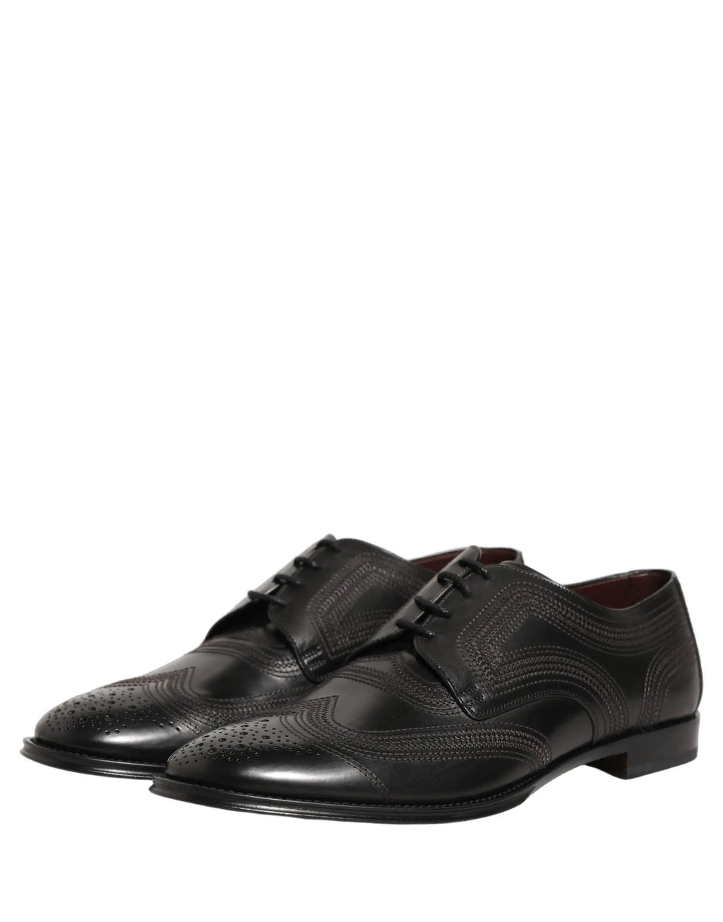 Chaussures de ville Richelieu en cuir brodé noir Dolce & Gabbana