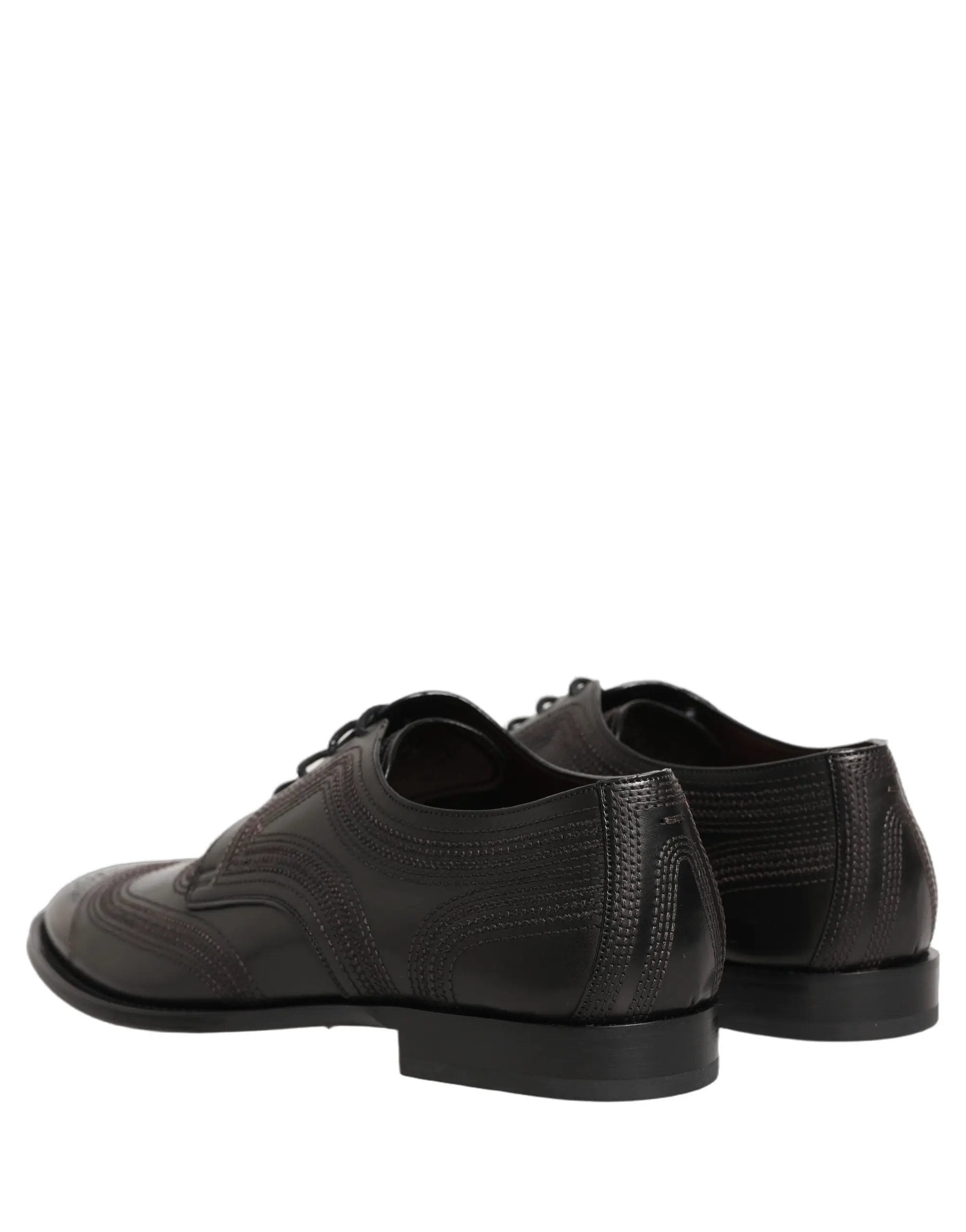 Chaussures de ville Richelieu en cuir brodé noir Dolce & Gabbana