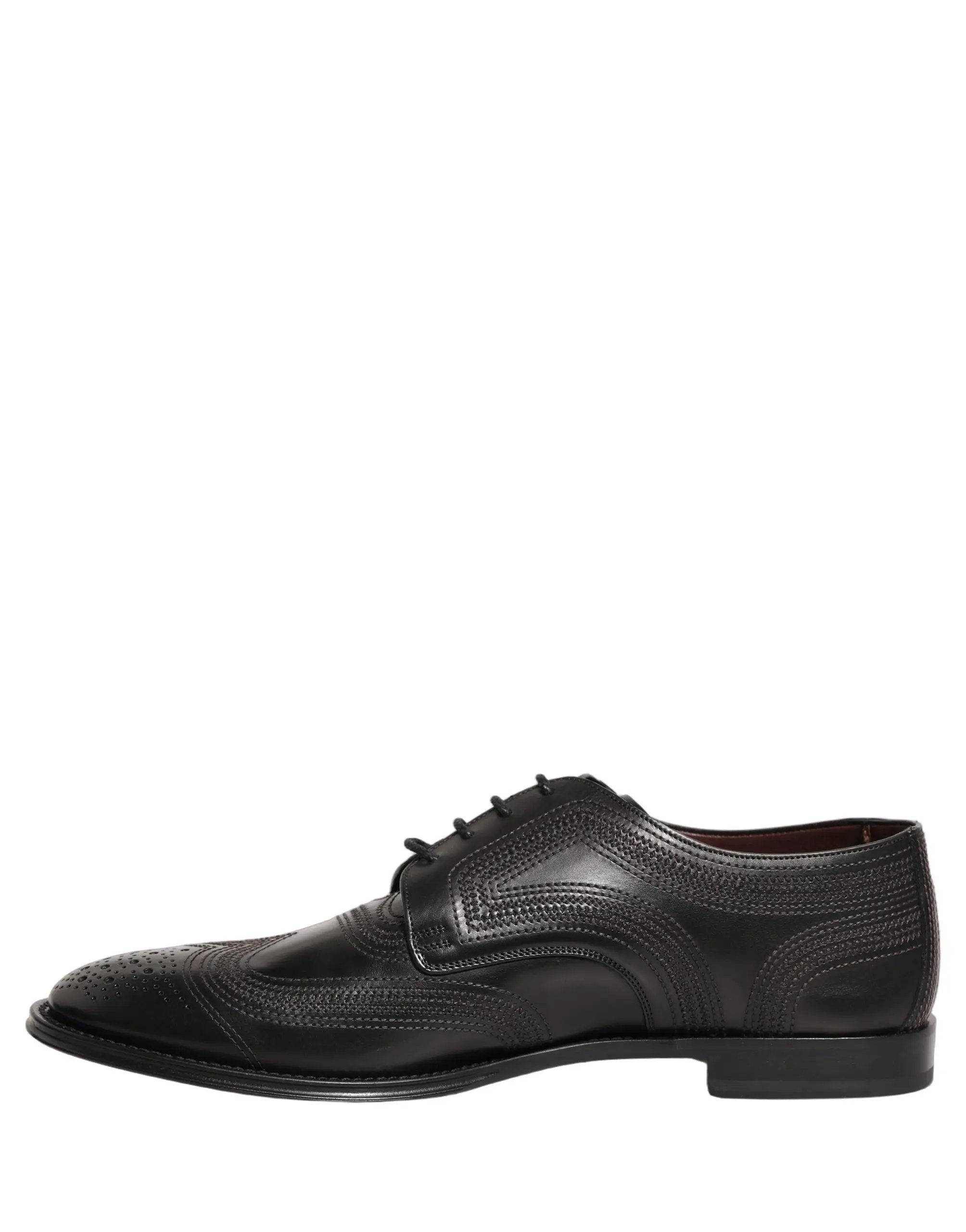 Chaussures de ville Richelieu en cuir brodé noir Dolce & Gabbana