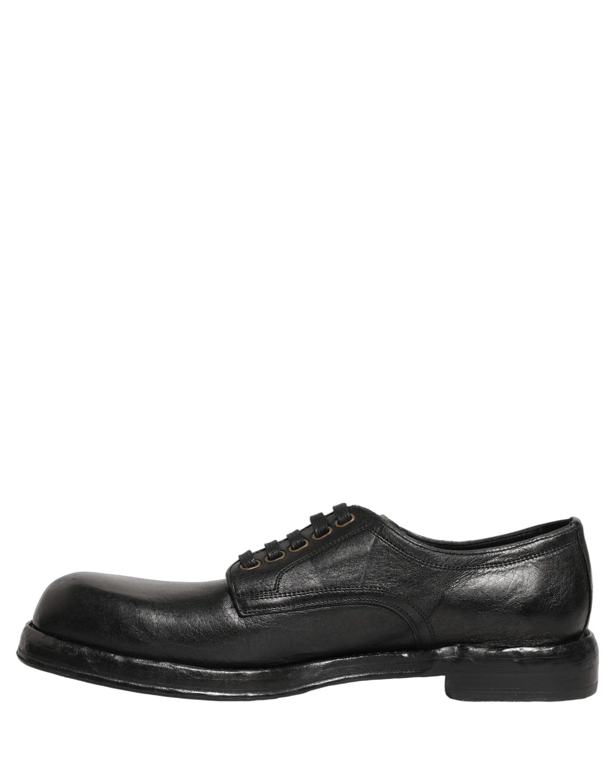 Dolce & Gabbana Black Leather Lace Up Derby Dress Men Shoes