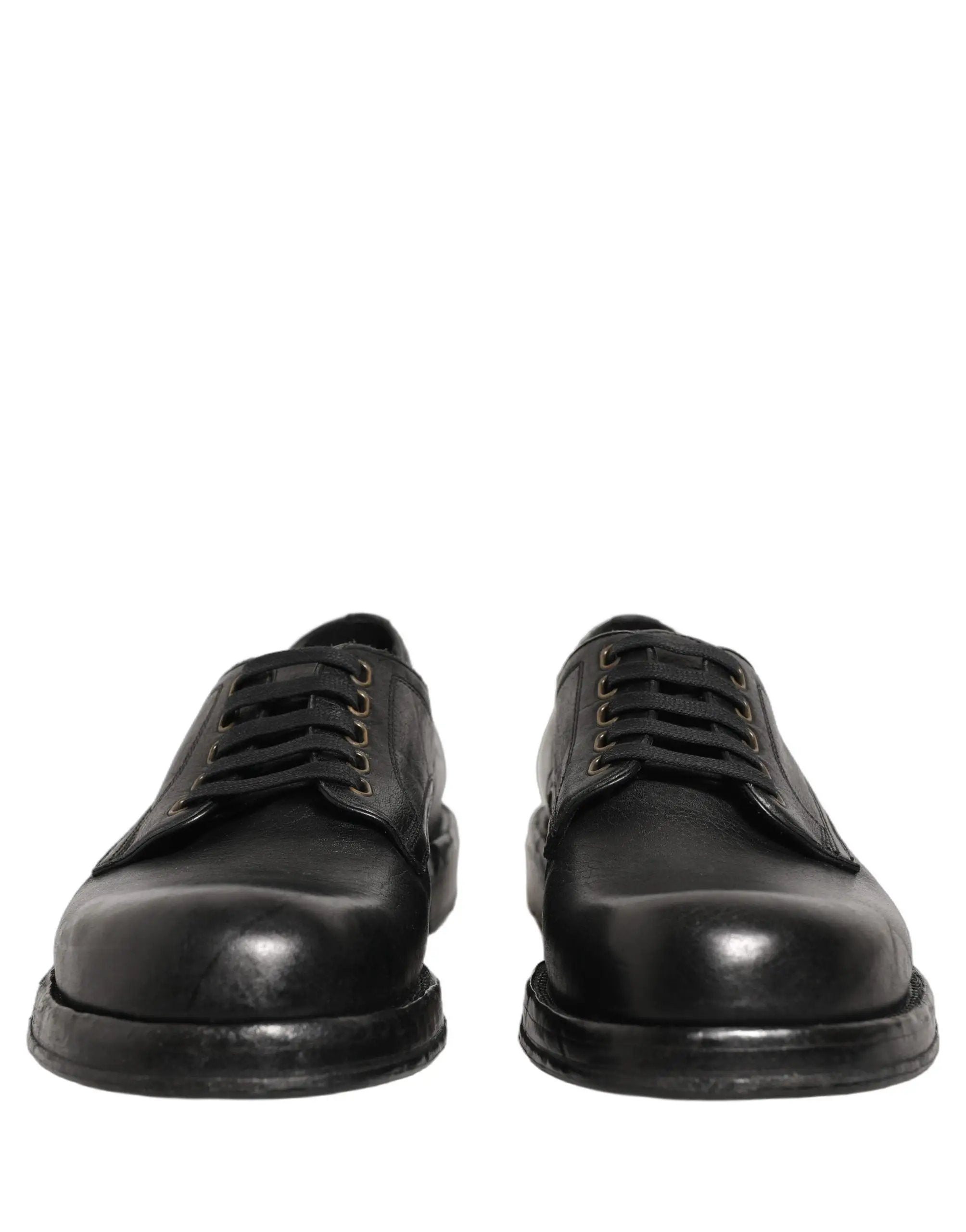 Dolce & Gabbana Black Leather Lace Up Derby Dress Men Shoes