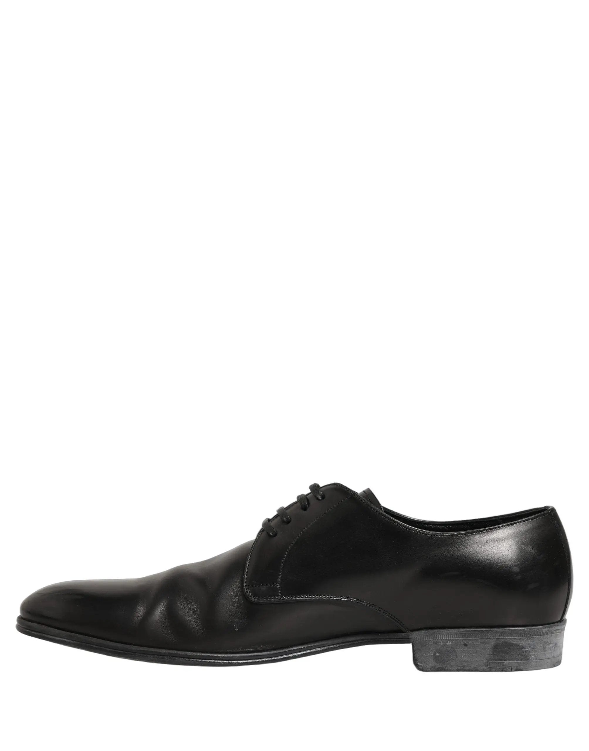 Robe Dolce & Gabbana Chaussures Derby à Lacets en Cuir Noir