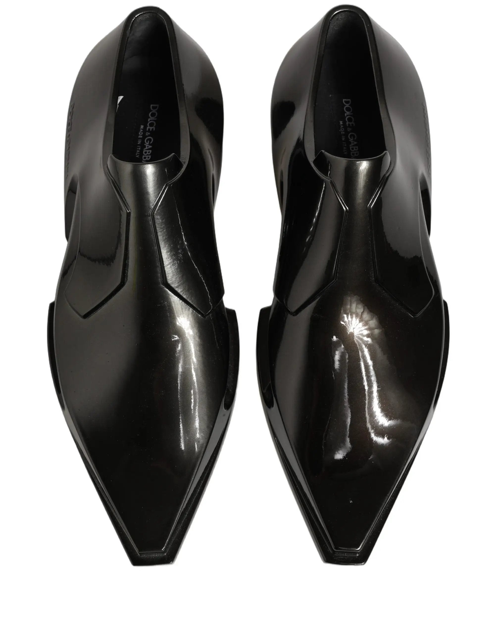 Robe Dolce & Gabbana Chaussures de ville en plastique noir brillant à enfiler