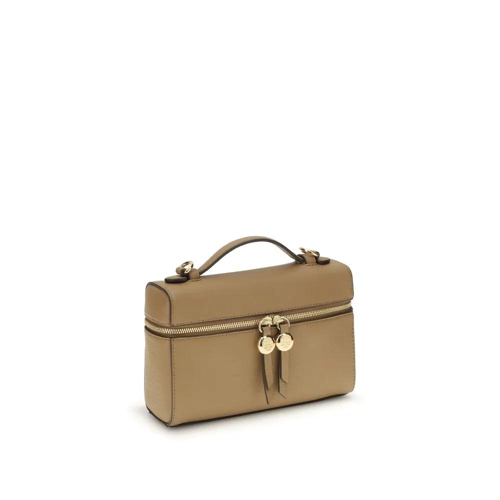 Sac à main Bos Taurus en cuir de veau beige Tory Burch