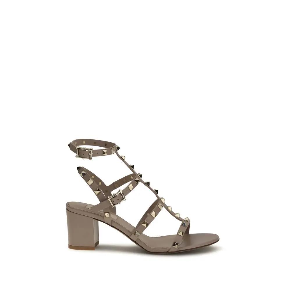 Sandales à brides Valentino Garavani Bos Taurus en cuir de veau beige