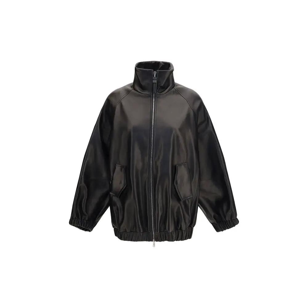Veste en cuir Brunello Cucinelli noir en agneau Ovis Aries Aries