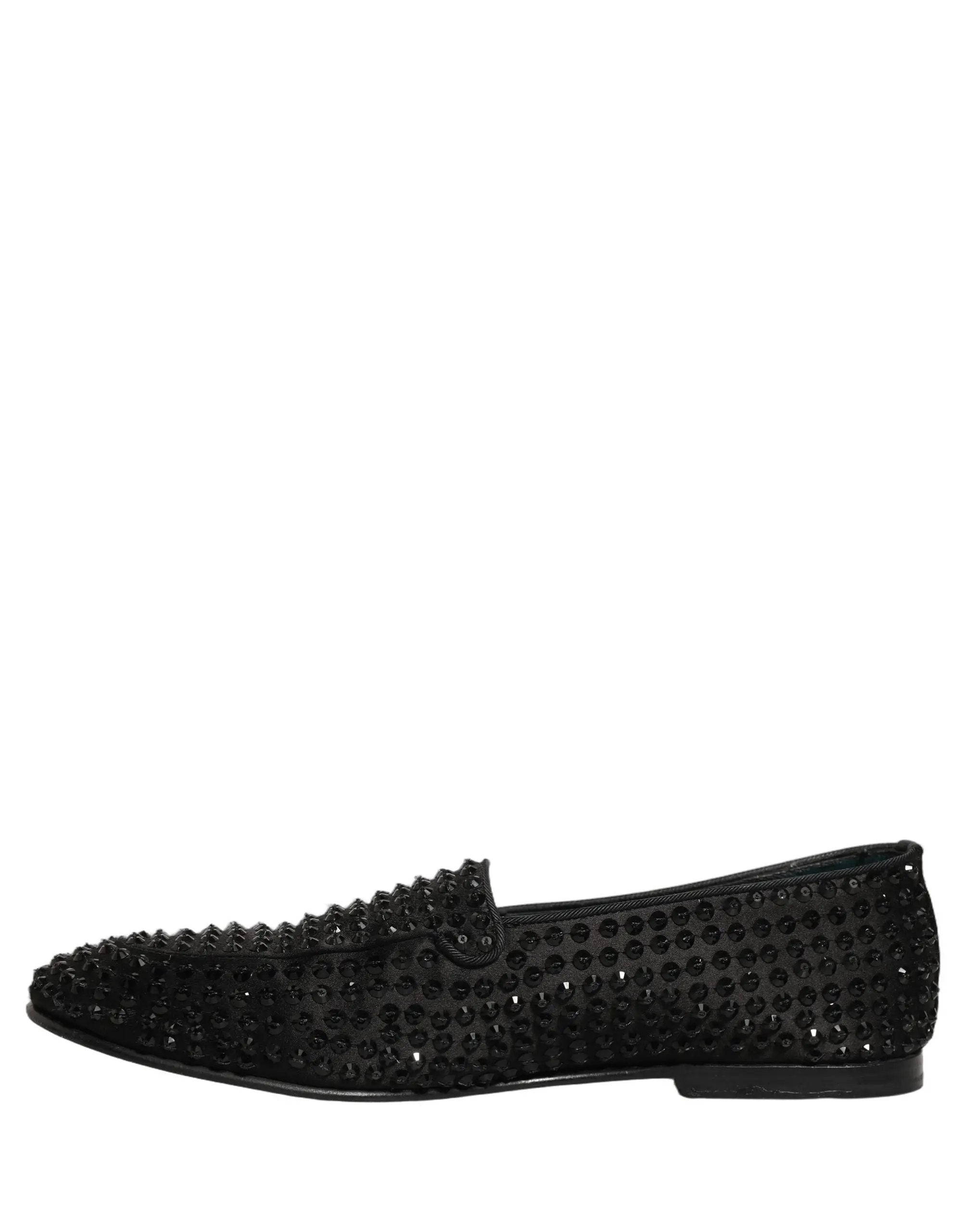 Chaussures Mocassins Dolce & Gabbana Noirs Ornés de Strass
