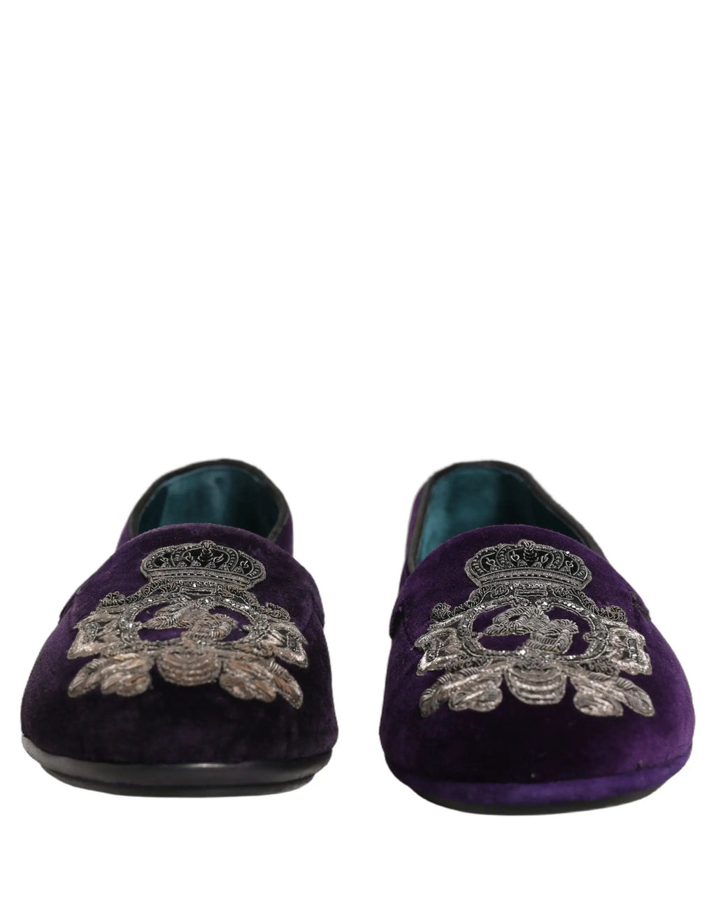 Mocassins Dolce & Gabbana en velours violet brodés d'une couronne