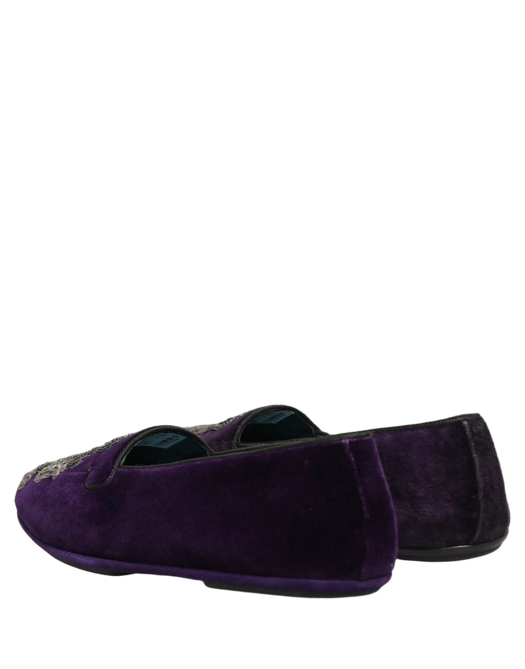Mocassins Dolce & Gabbana en velours violet brodés d'une couronne