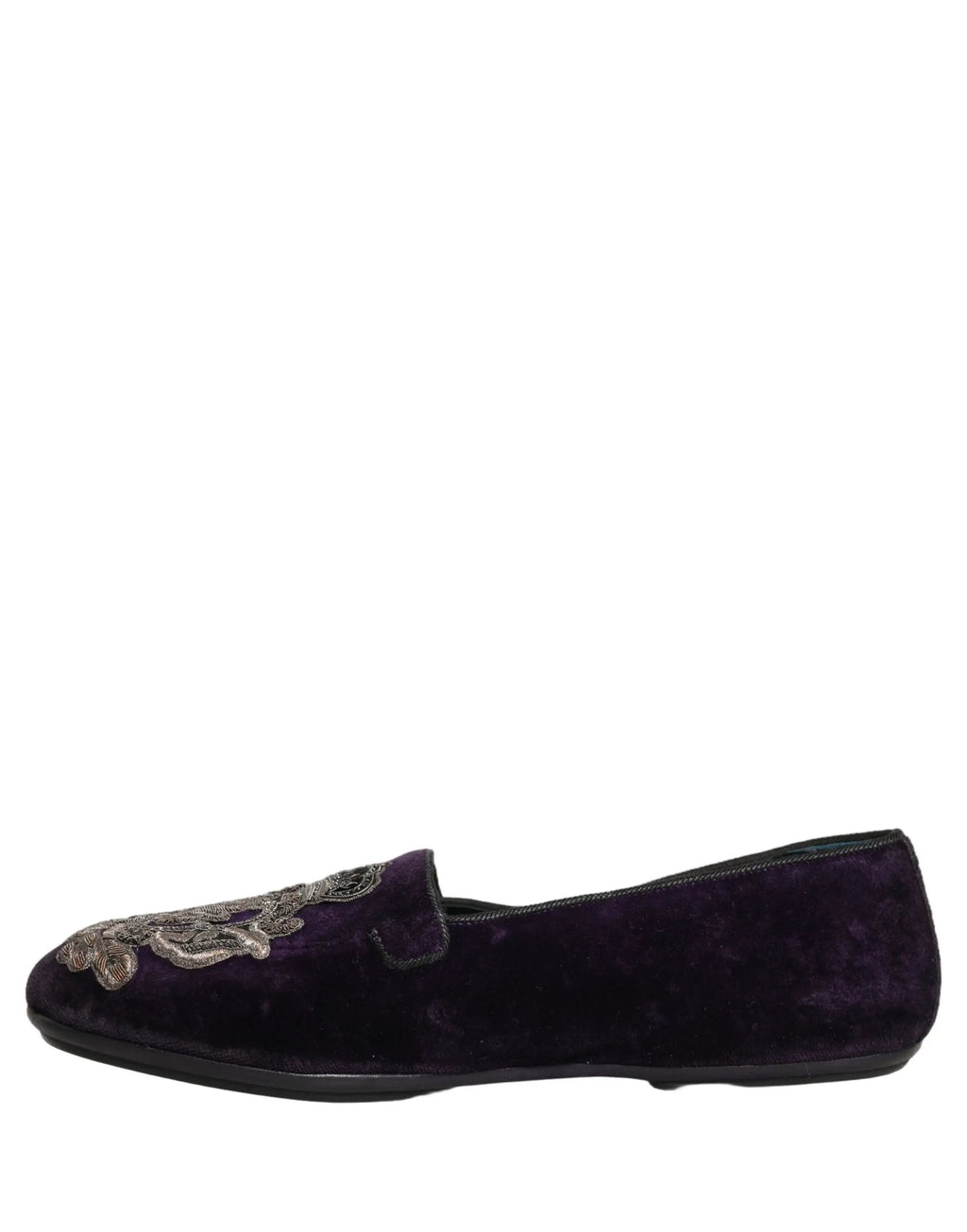 Mocassins Dolce & Gabbana en velours violet brodés d'une couronne