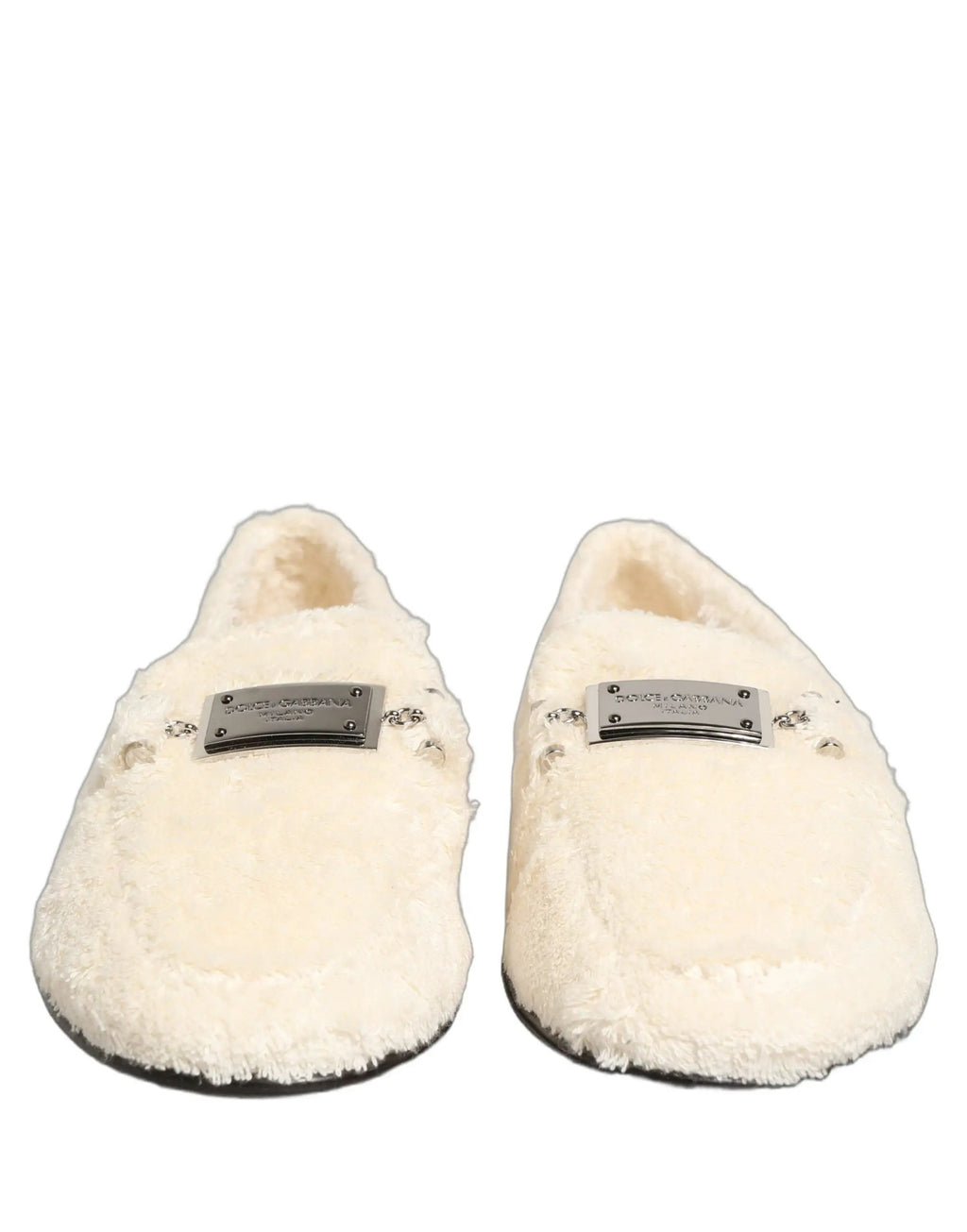 Chaussures mocassins Dolce & Gabbana en fourrure blanche et peau lainée pour homme