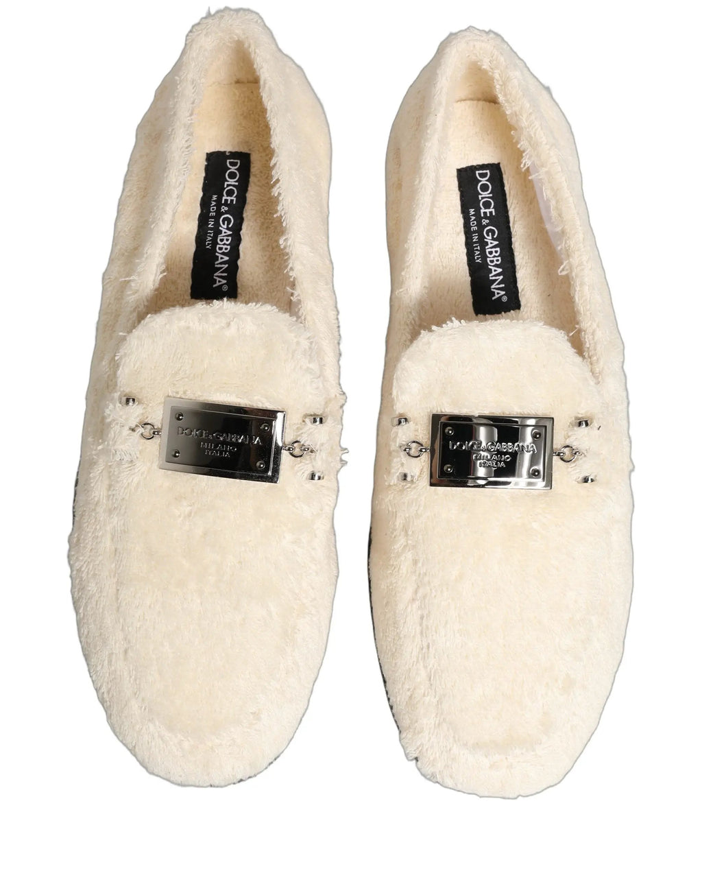 Dolce & Gabbana White Fur Shearling Men Dress Loafers Shoes