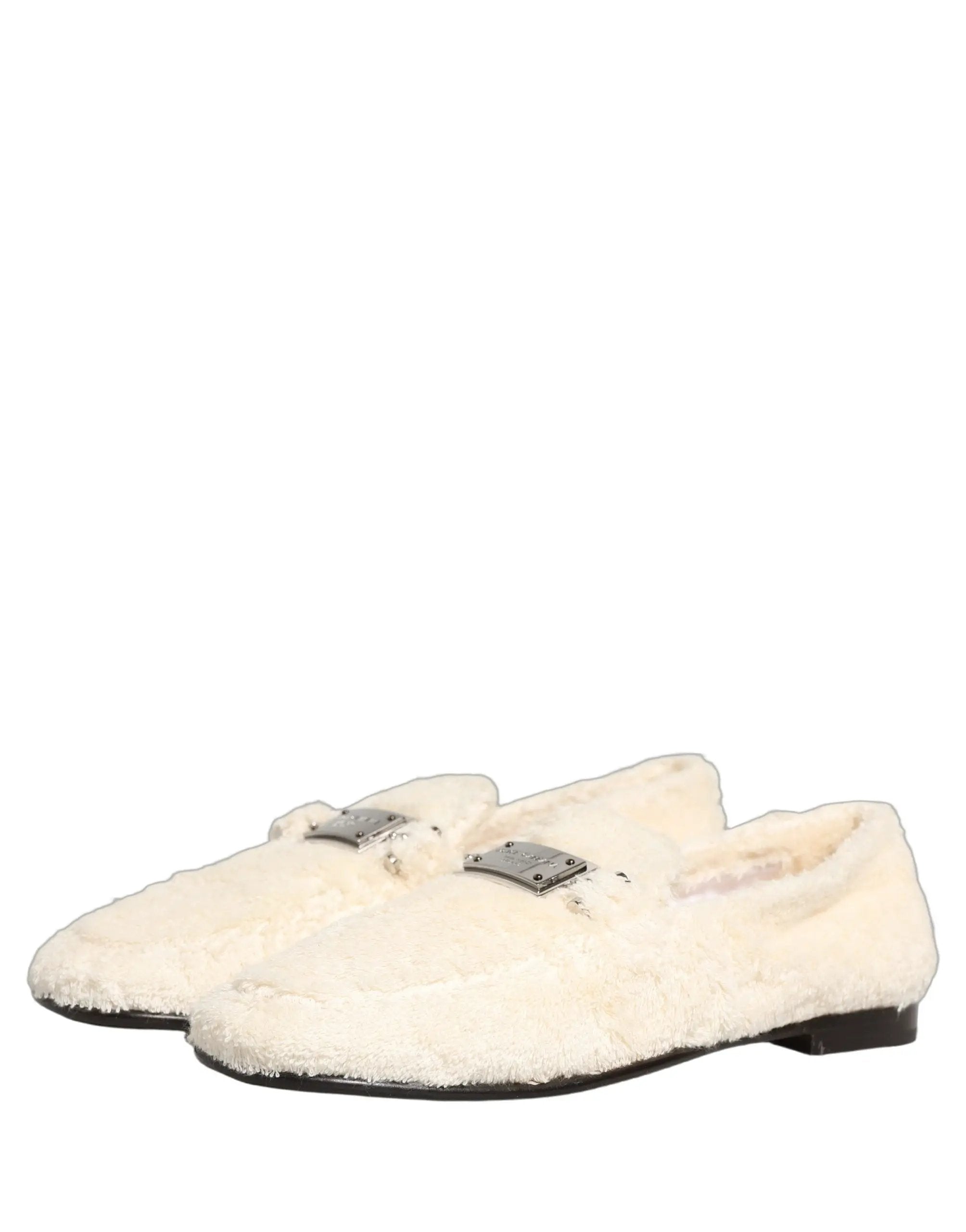 Chaussures mocassins Dolce & Gabbana en fourrure blanche et peau lainée pour homme