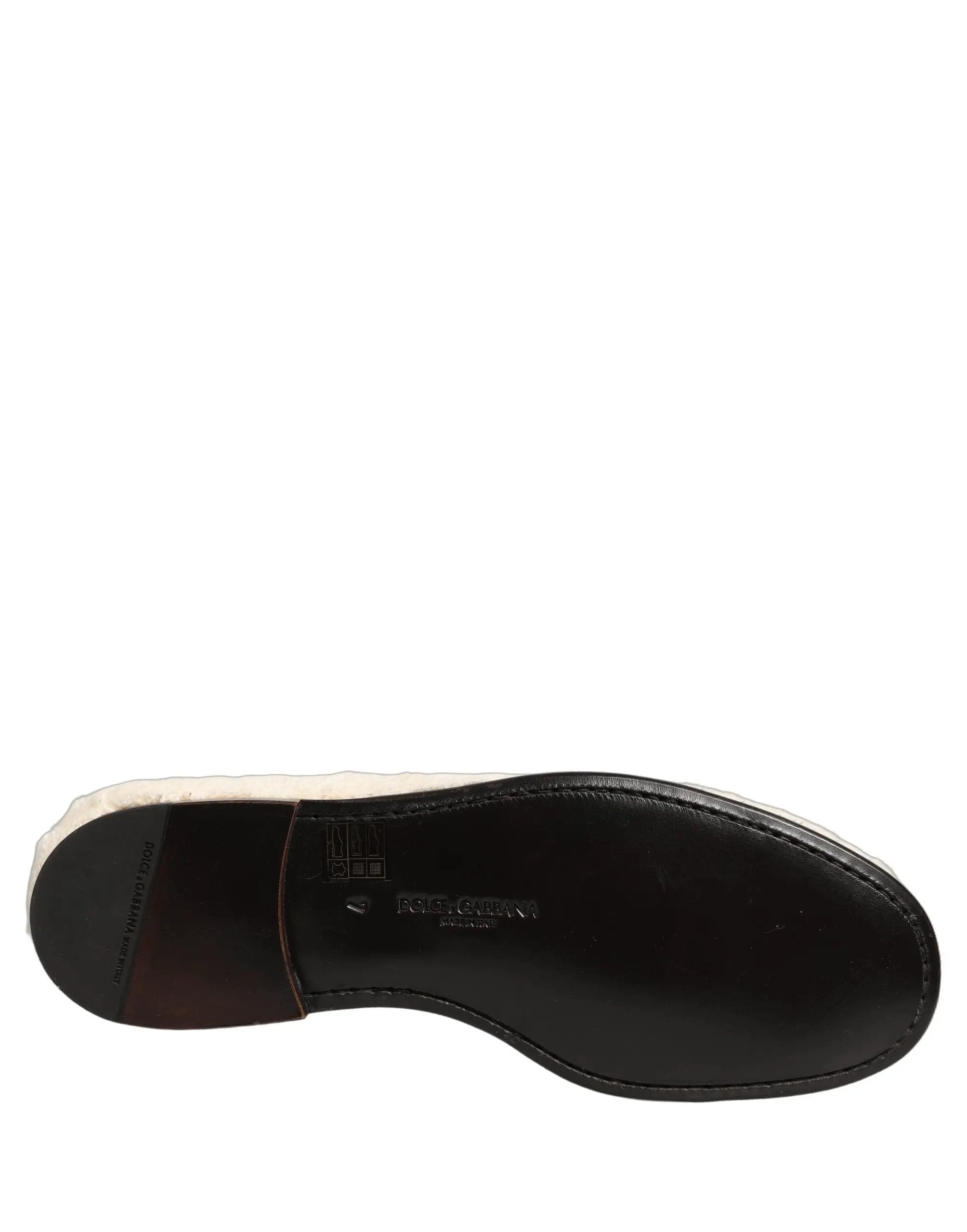 Chaussures mocassins Dolce & Gabbana en fourrure blanche et peau lainée pour homme