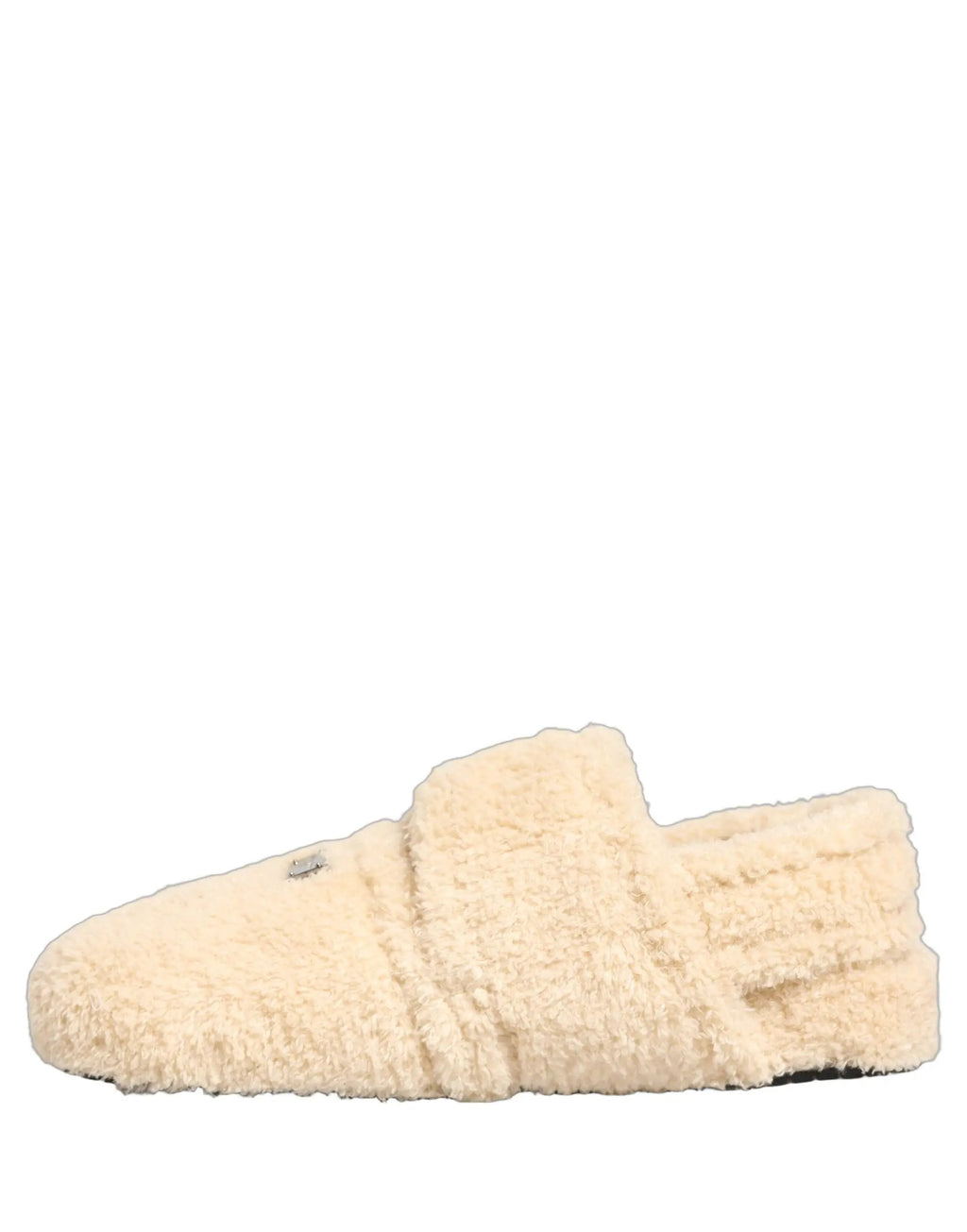 Dolce & Gabbana Hommes Claquettes Sandales Plates en Fausse Fourrure Beige