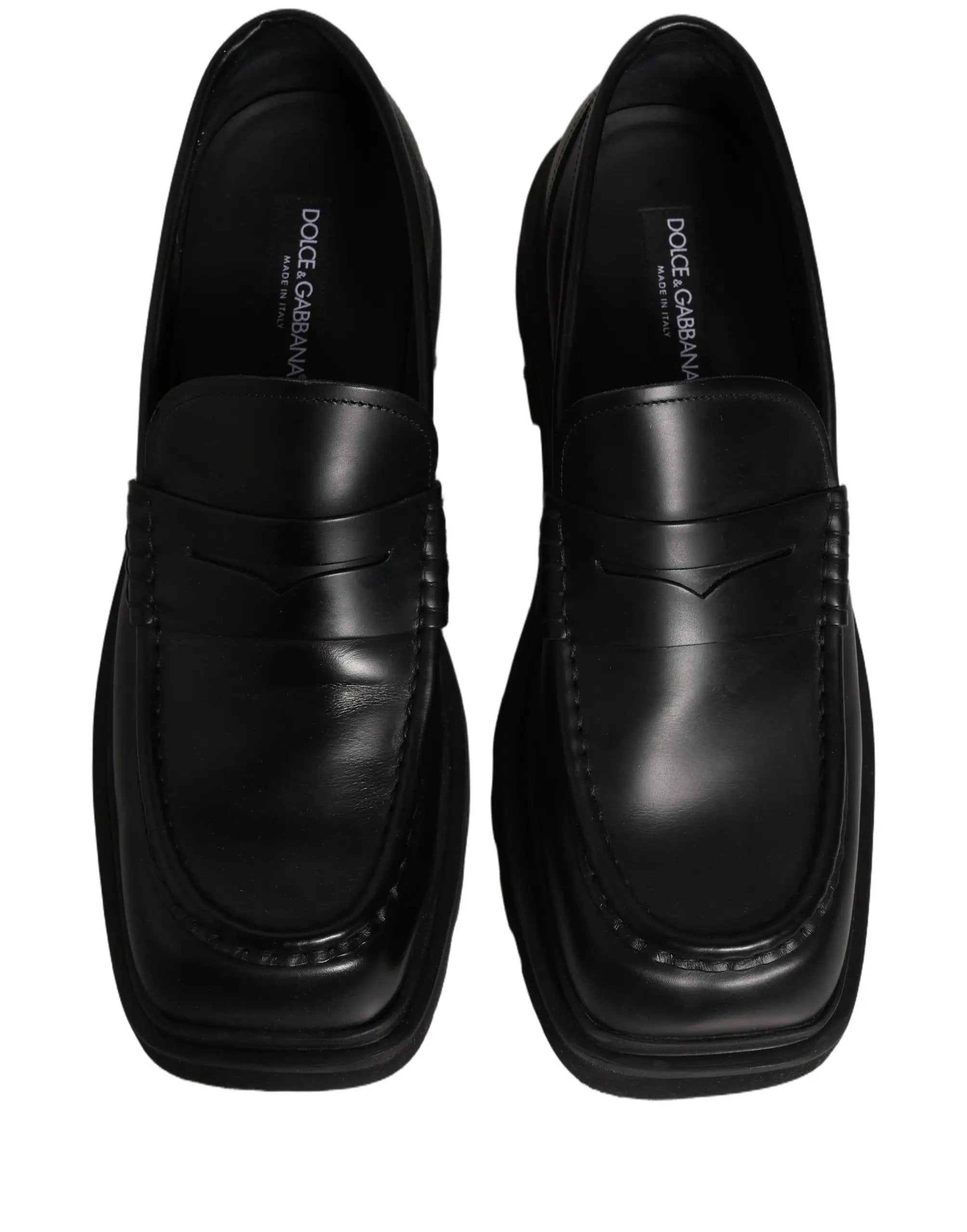 Chaussures Mocassins Habillés en Cuir de Veau Noir Dolce & Gabbana pour Homme