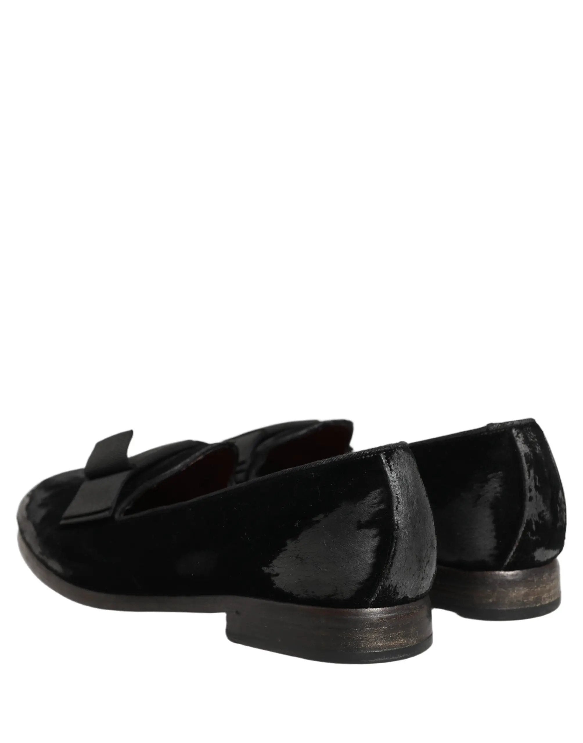 Dolce & Gabbana Black Velvet Loafers Formal Men Dress Shoes