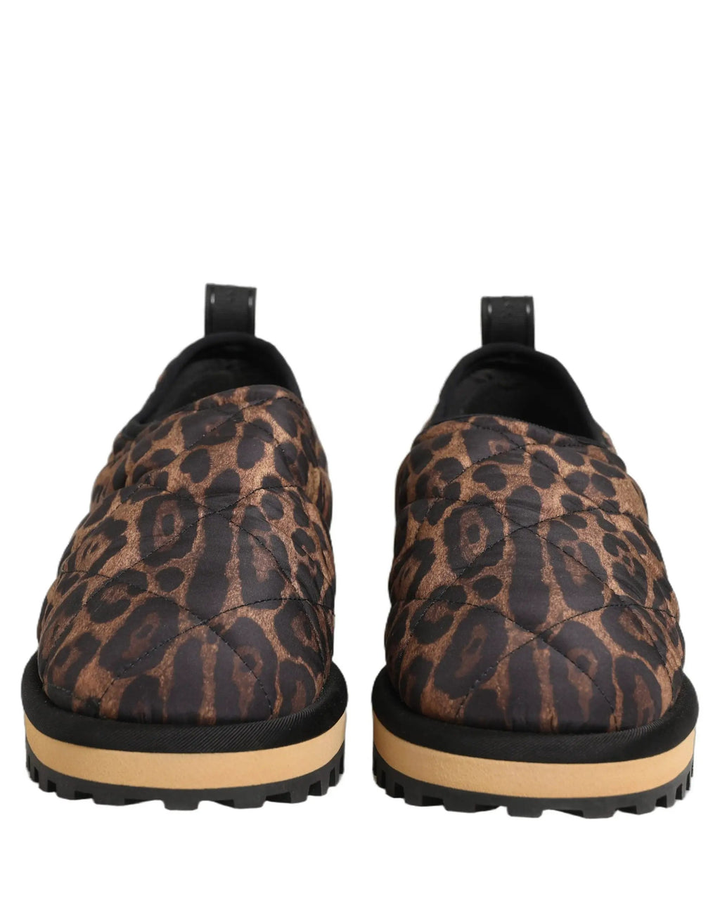 Dolce & Gabbana Brown Leopard Print Quilted Men Sneakers Shoes