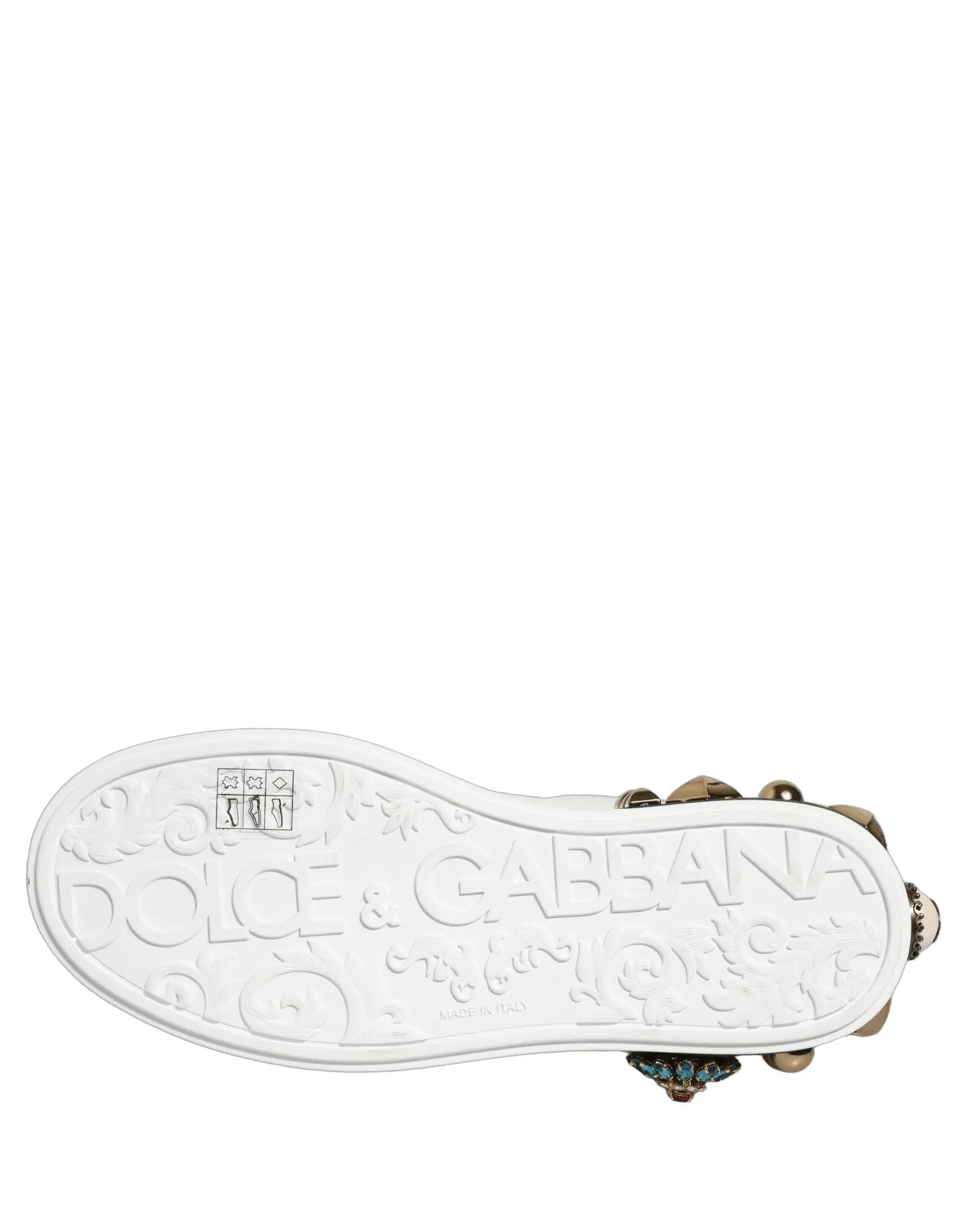 Dolce & Gabbana White Gold Studded Portofino Sneakers Shoes