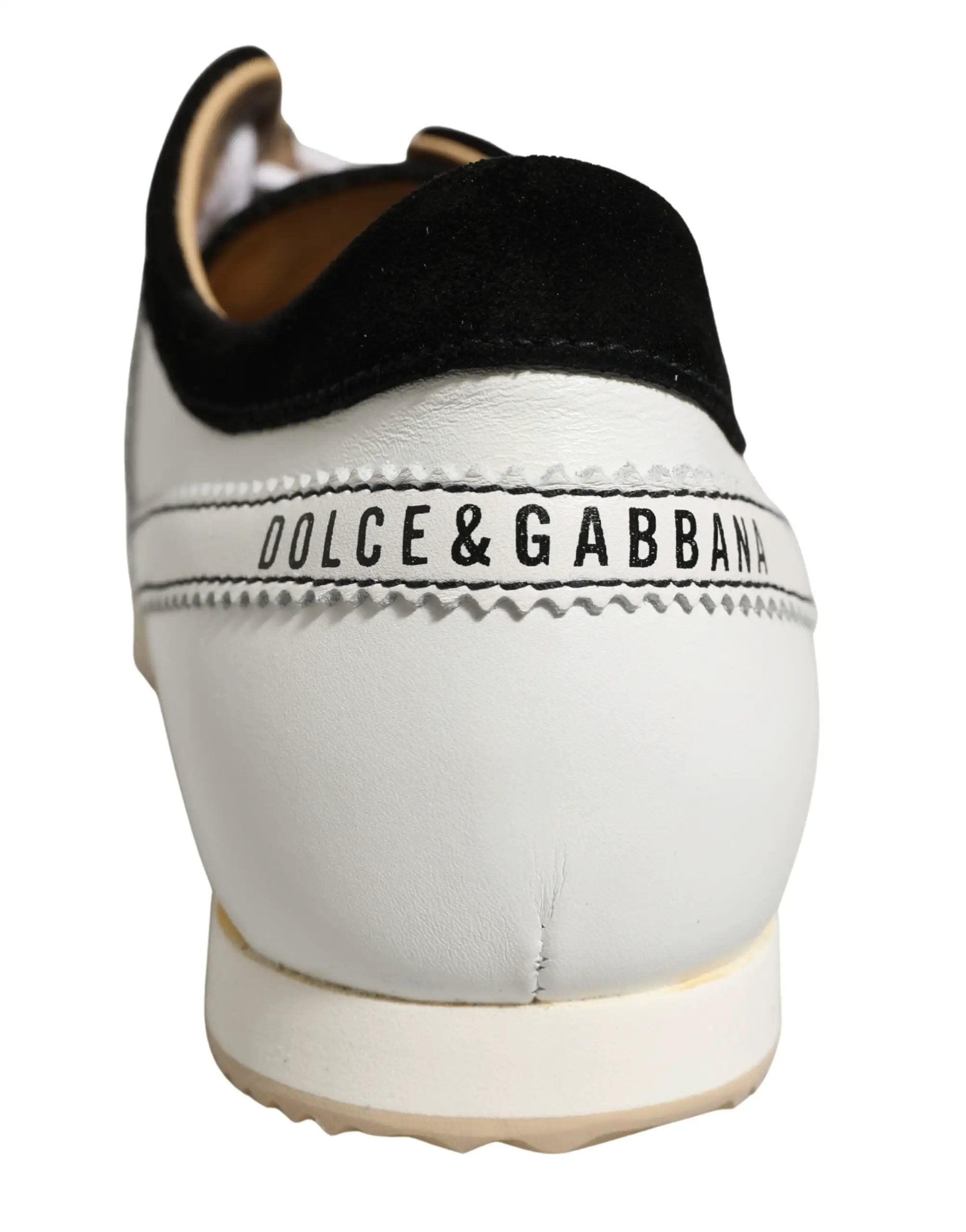 Dolce & Gabbana Black White Leather Suede Low Top Sneakers Shoes