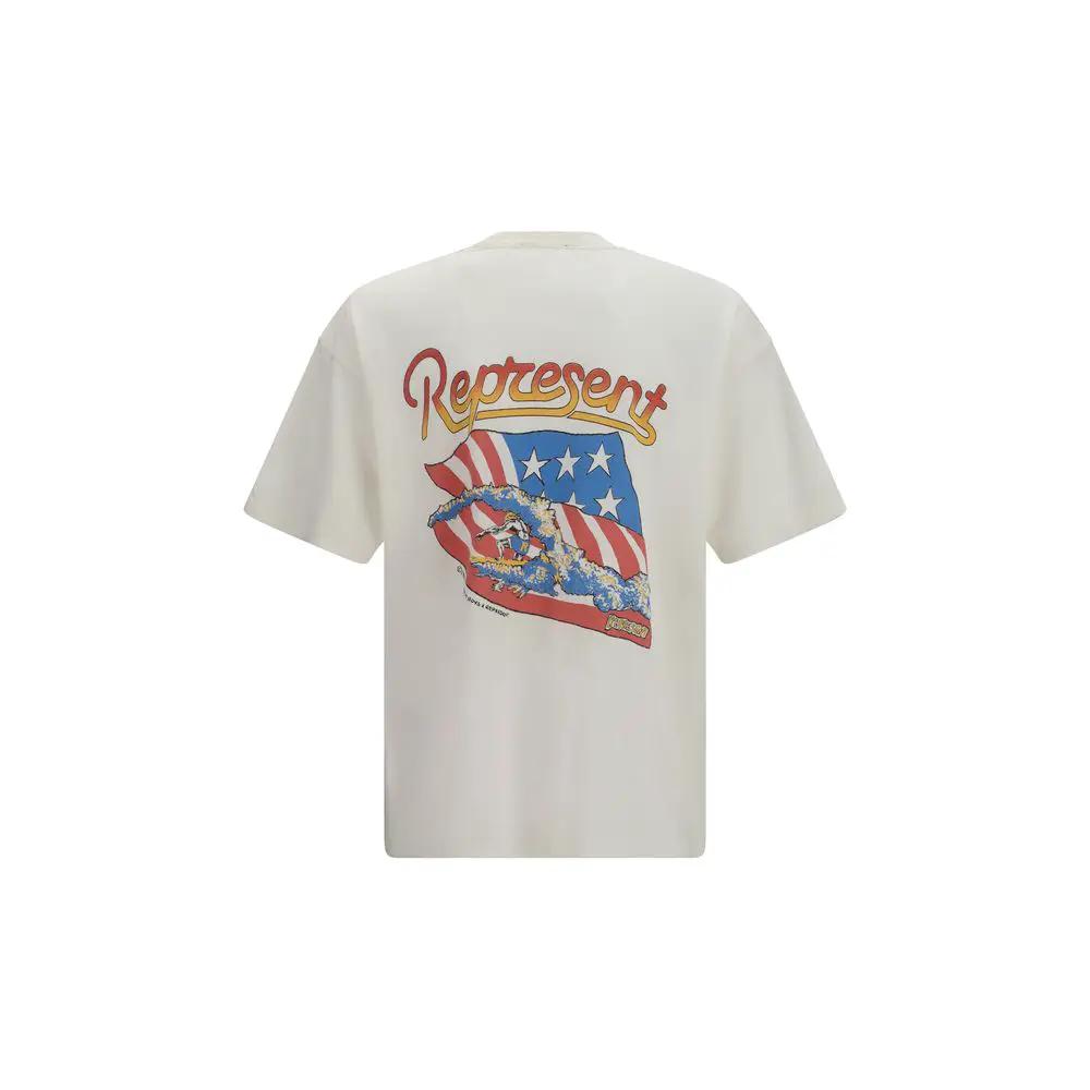 T-shirt en coton blanc Représente