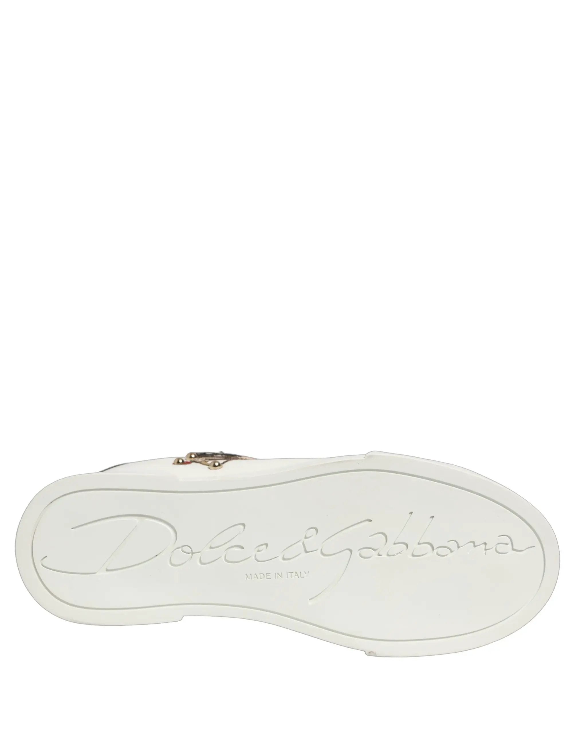 Baskets Dolce &amp; Gabbana Portofino en cuir de veau nappa blanc avec empiècements