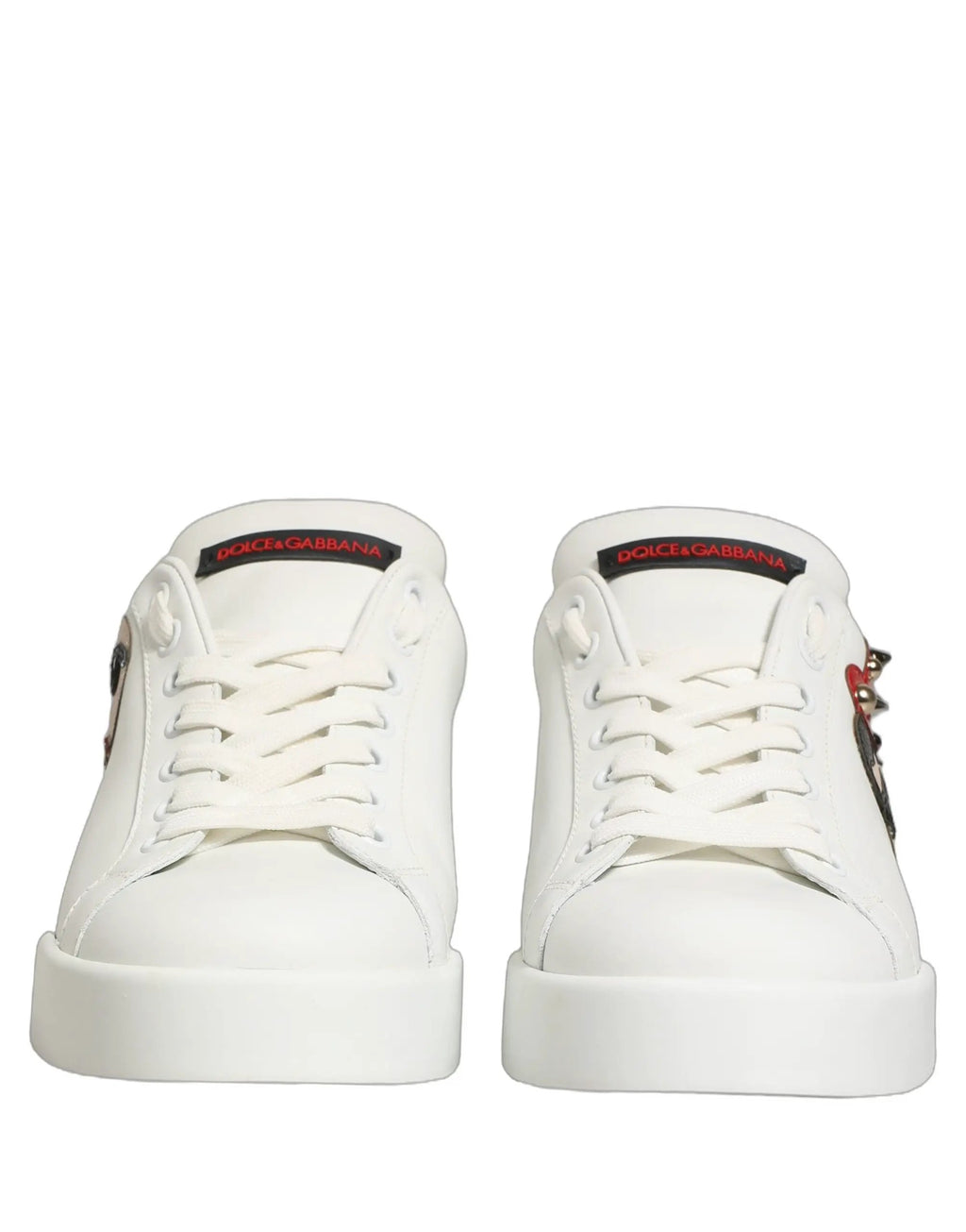 Baskets Dolce &amp; Gabbana Portofino en cuir de veau nappa blanc avec empiècements
