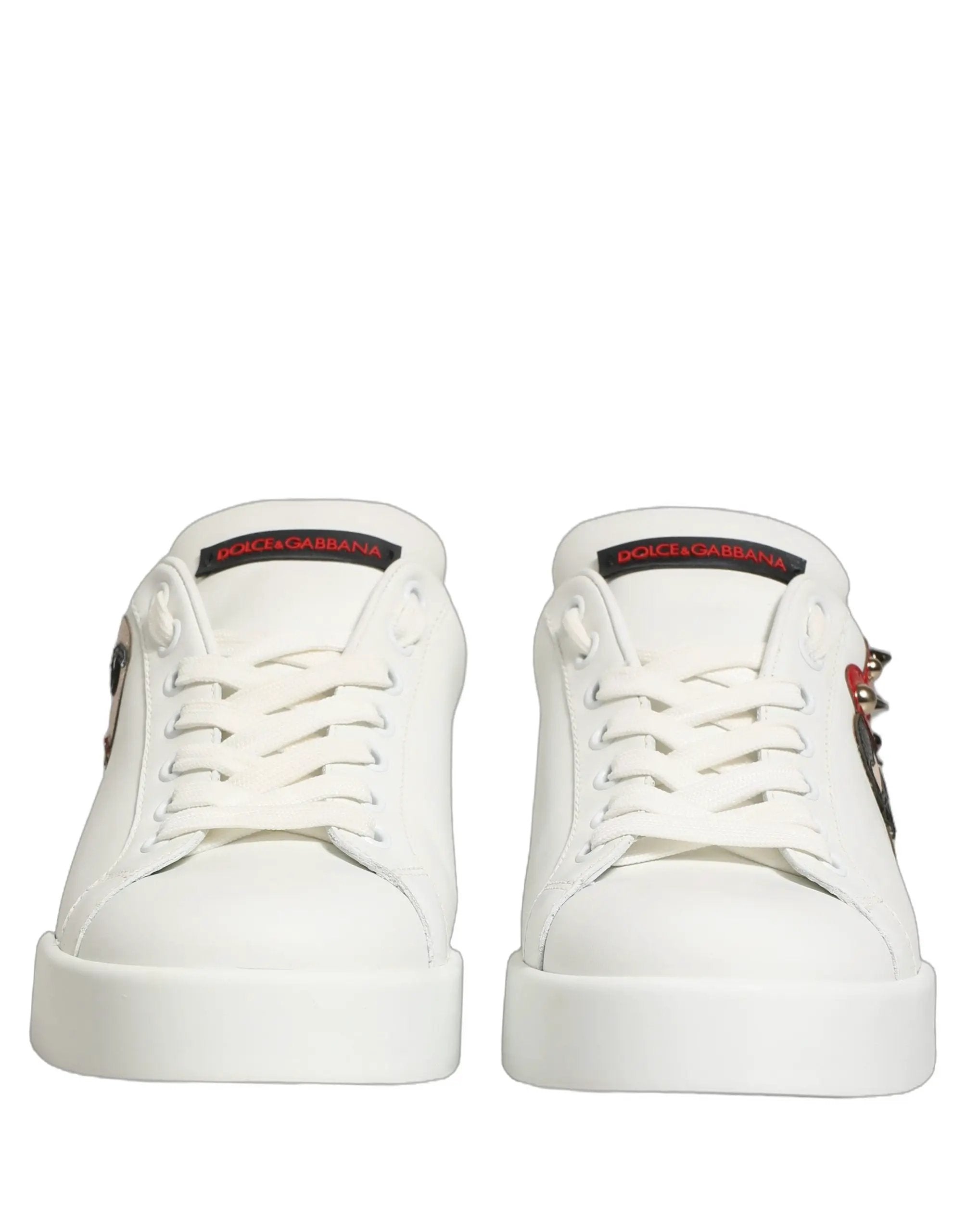 Baskets Dolce &amp; Gabbana Portofino en cuir de veau nappa blanc avec empiècements