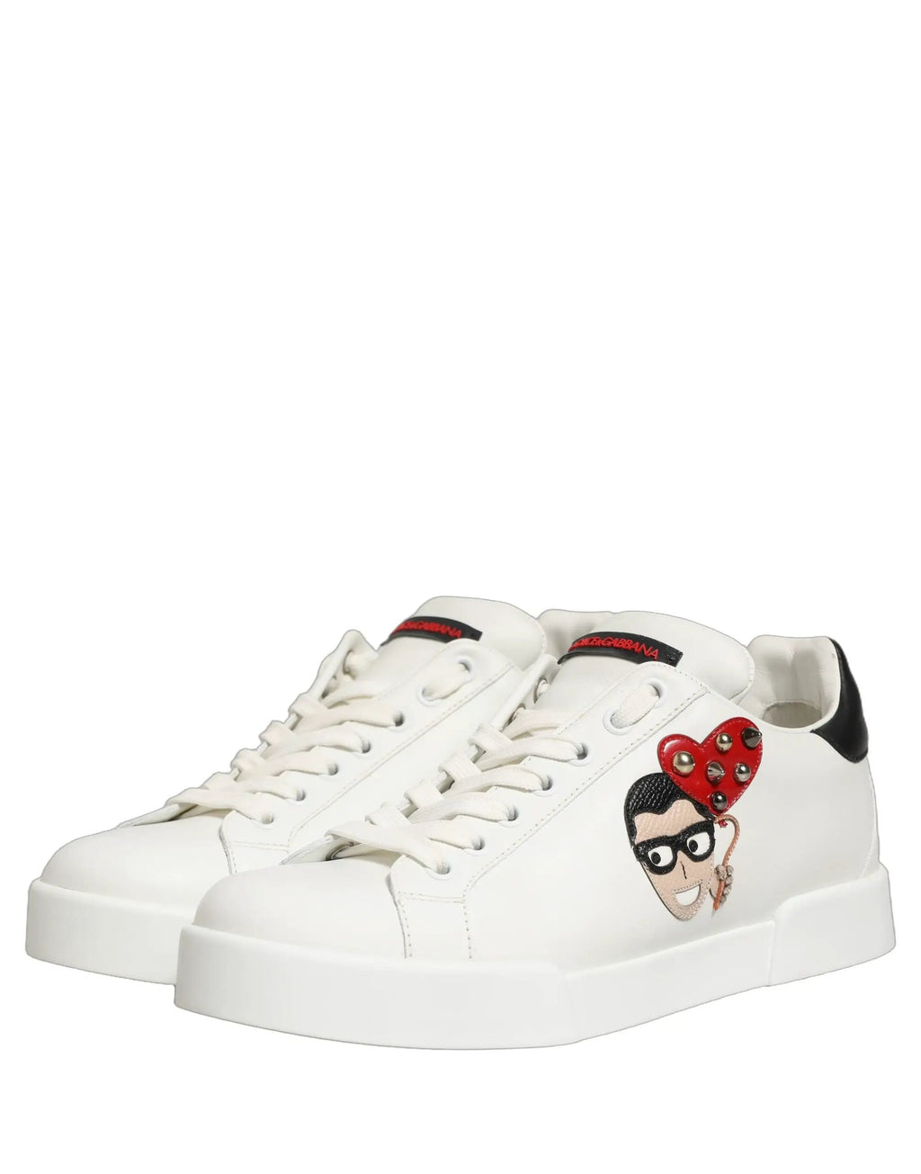 Baskets Dolce &amp; Gabbana Portofino en cuir de veau nappa blanc avec empiècements