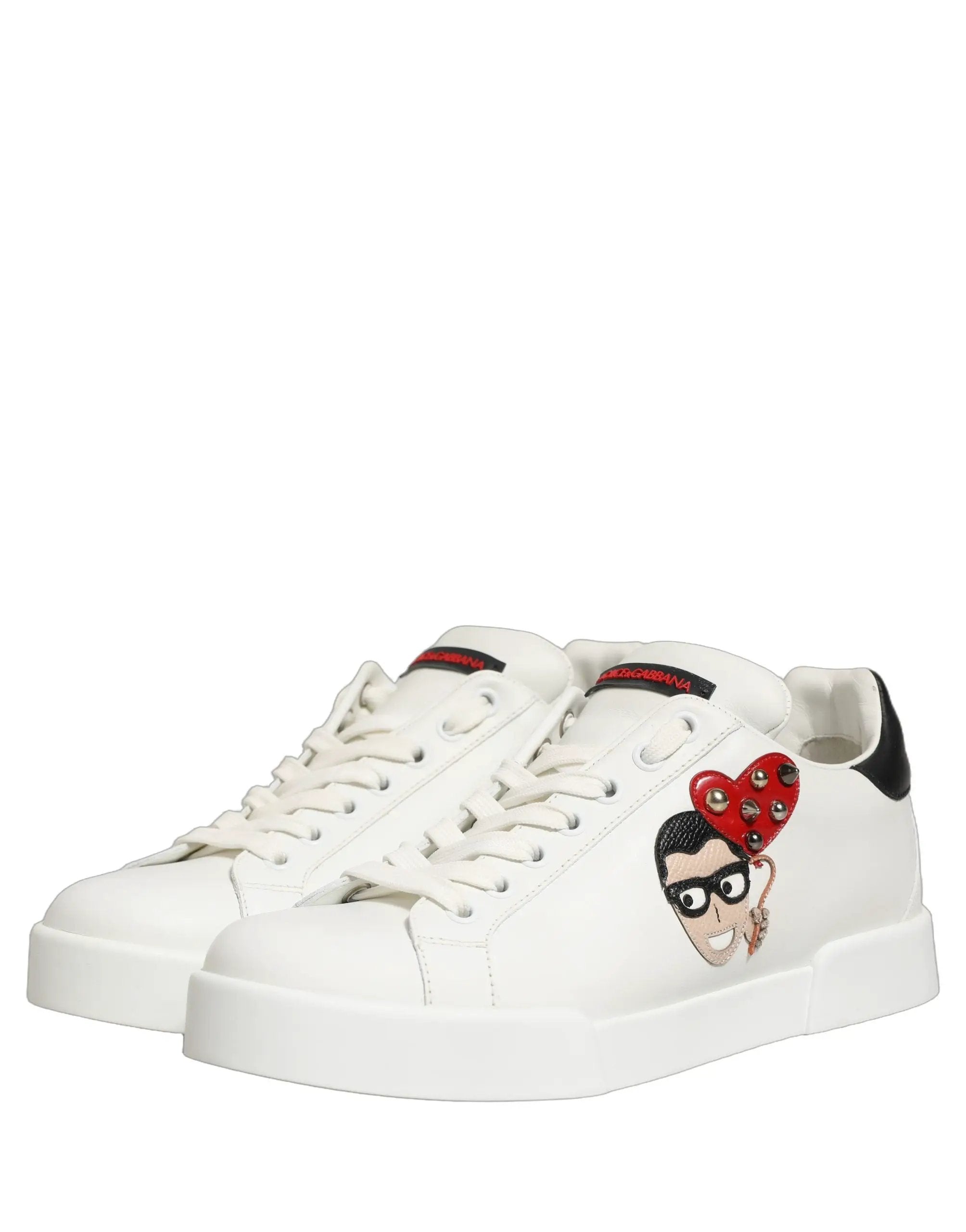 Baskets Dolce &amp; Gabbana Portofino en cuir de veau nappa blanc avec empiècements