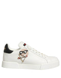 Baskets Dolce &amp; Gabbana Portofino en cuir de veau nappa blanc avec empiècements
