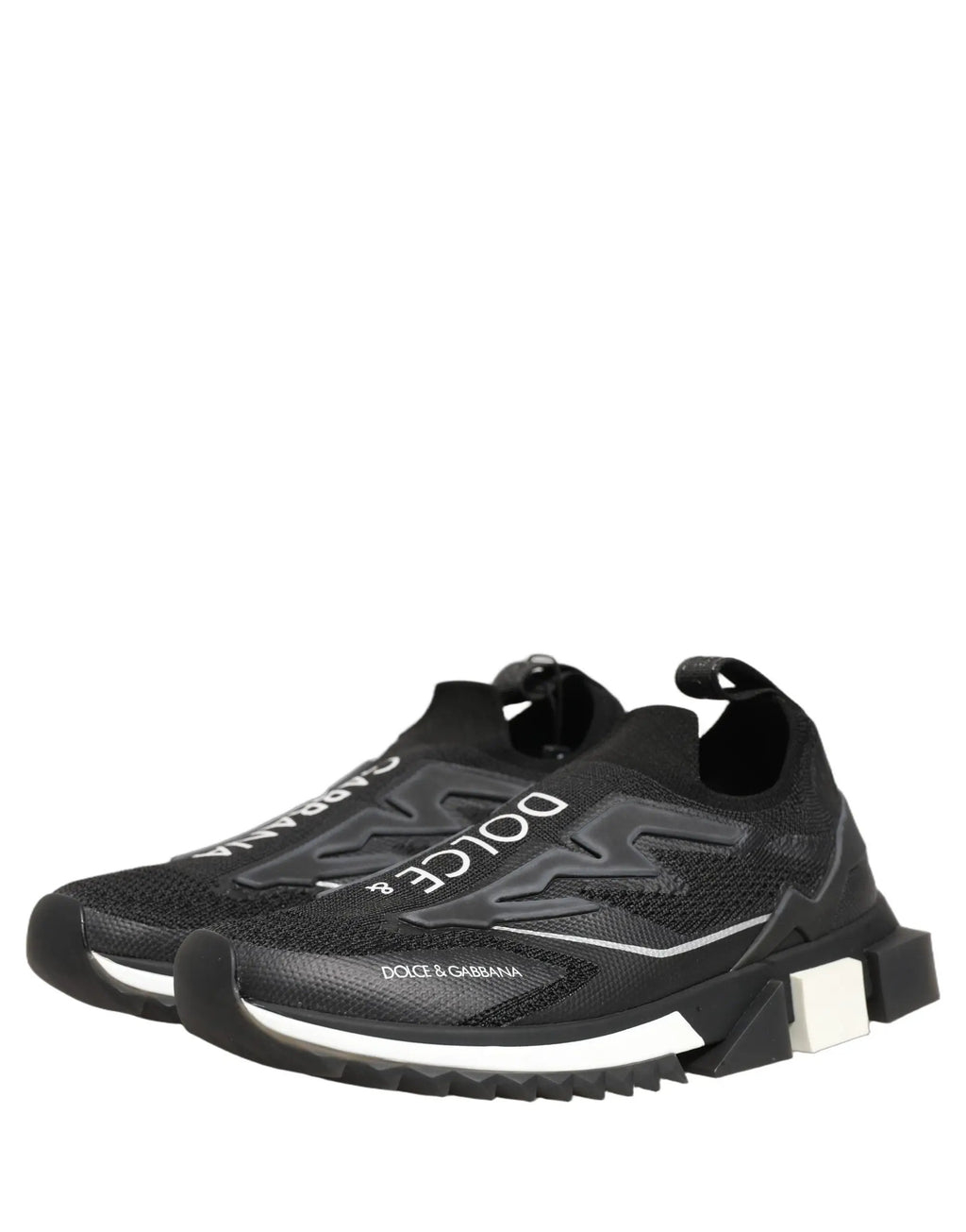 Dolce & Gabbana Black White Sorrento Slip-On Logo Sneakers Shoes