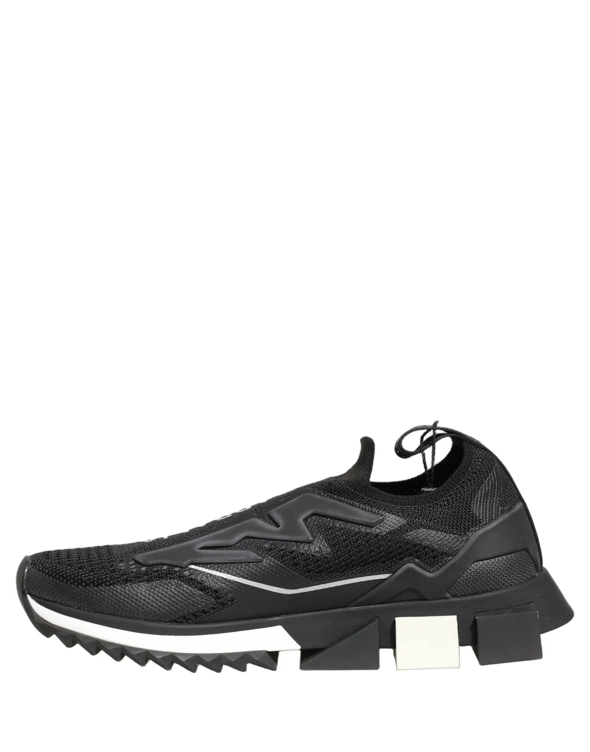 Dolce & Gabbana Black White Sorrento Slip-On Logo Sneakers Shoes